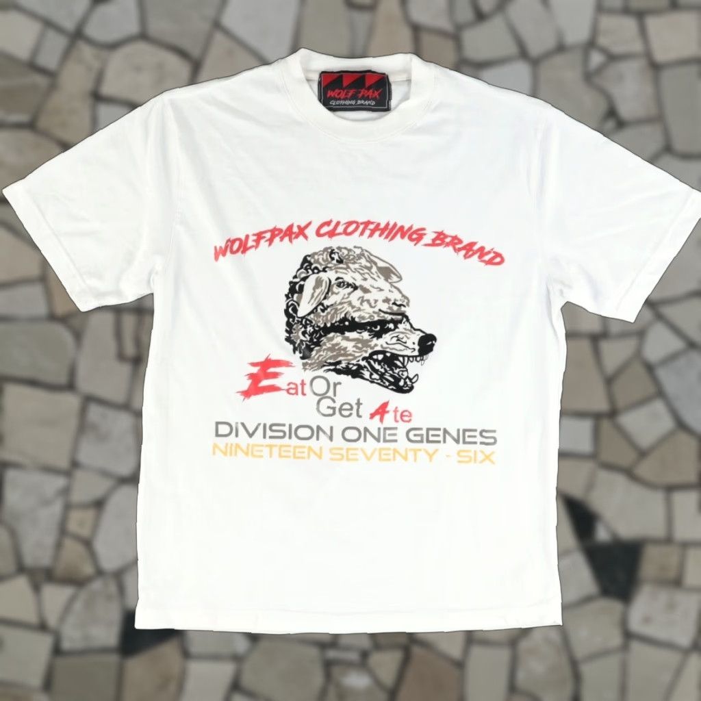 Vintage Wolf Pax Clothing Brand Eat or Get Ate Solid T-Shirt White Men's L Size US L / EU 52-54 / 3 - 1 Thumbnail