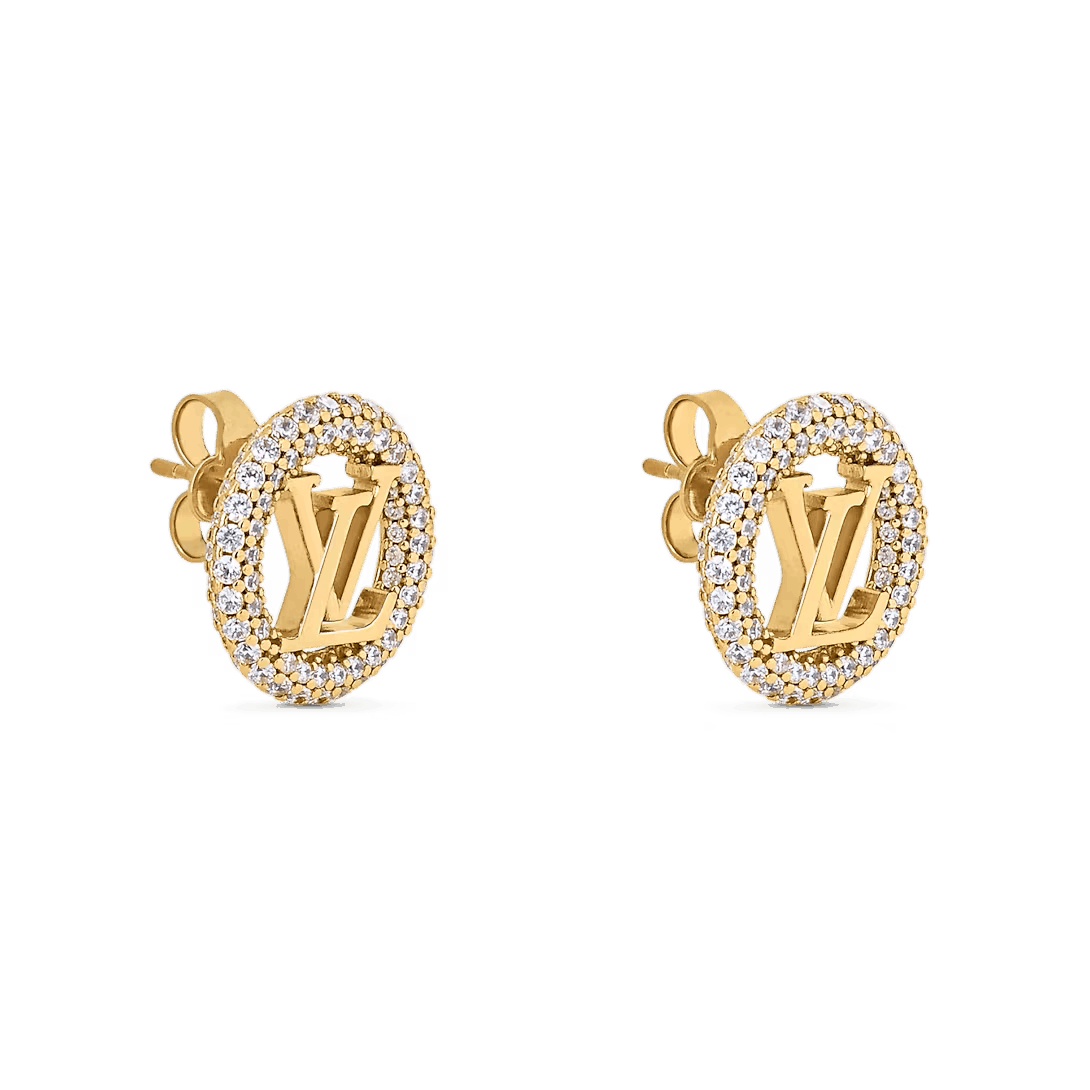 Louis Vuitton LOUIS VUITTON EARRINGS SILVER GOLD MONOGRAM LV