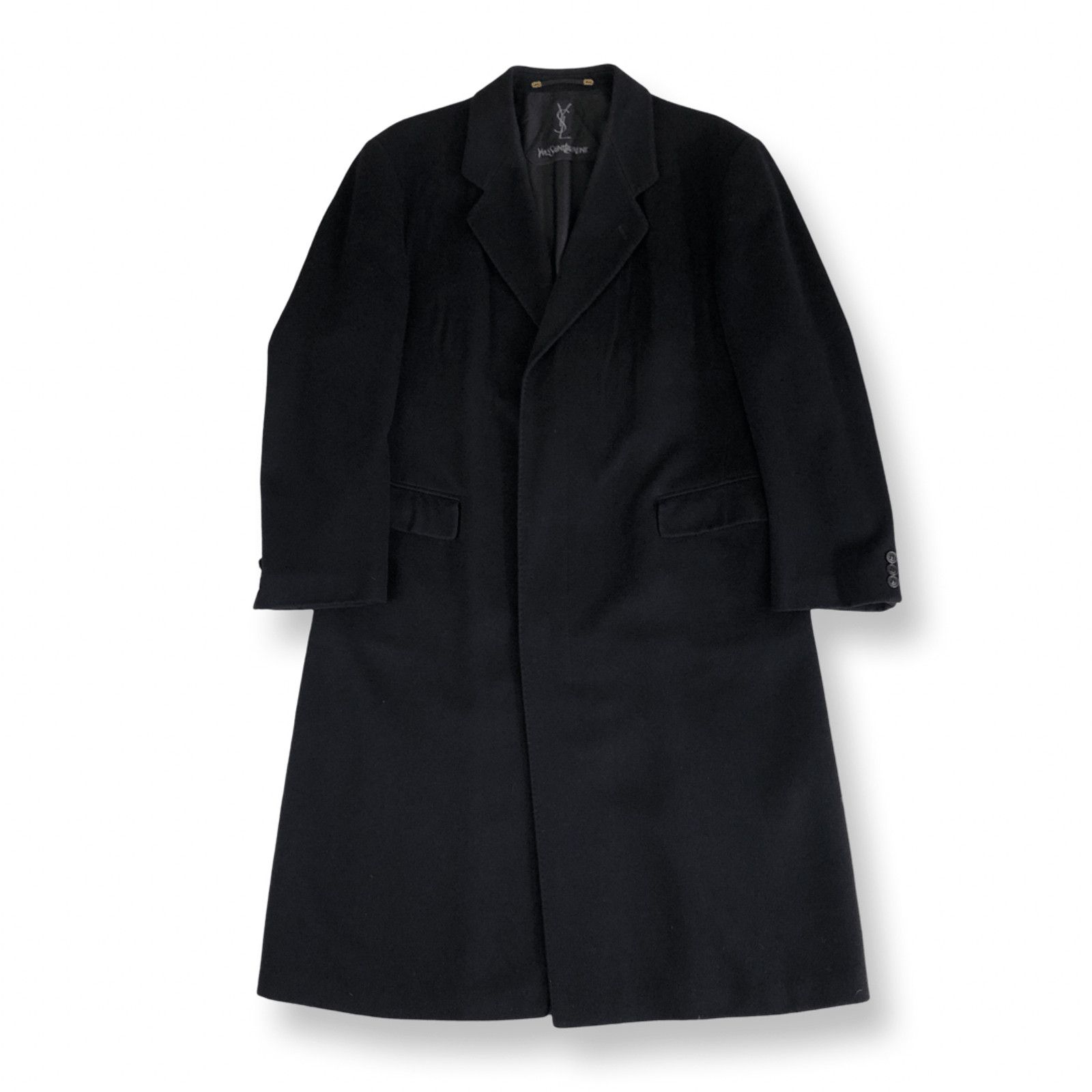 Yves Saint Laurent YSL Coat Сashmere Wool Dark Navy/ Black Size US L / EU 52-54 / 3 - 1 Thumbnail
