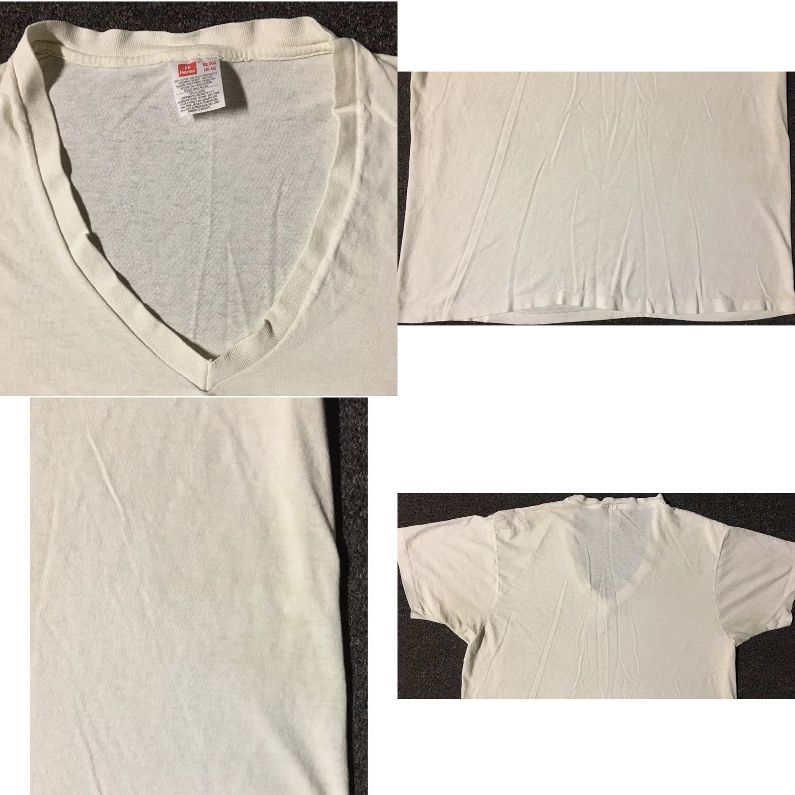Hanes VINTAGE Hanes T-Shirt M White 90s Distressed V-Neck Shirt Mens Grunge Biker Punk Surf Skate PE 80s Size US M / EU 48-50 / 2 - 8 Thumbnail