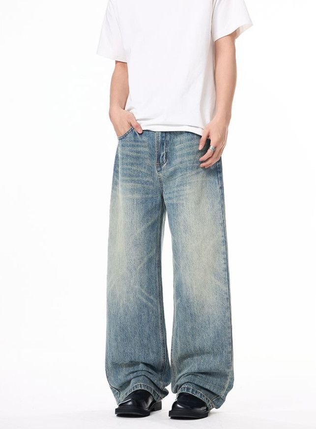 Japanese Brand American street whiskered baggy wide-leg jeans for men Size US 32 / EU 48 - 3 Thumbnail