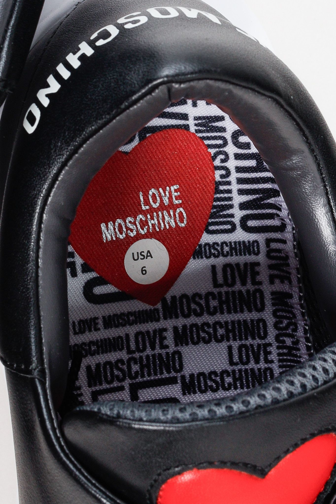 Love Moschino Love Moschino Logo & Hearts Black PU Leather Sneakers Size US 6.5 / IT 36.5 - 11 Thumbnail