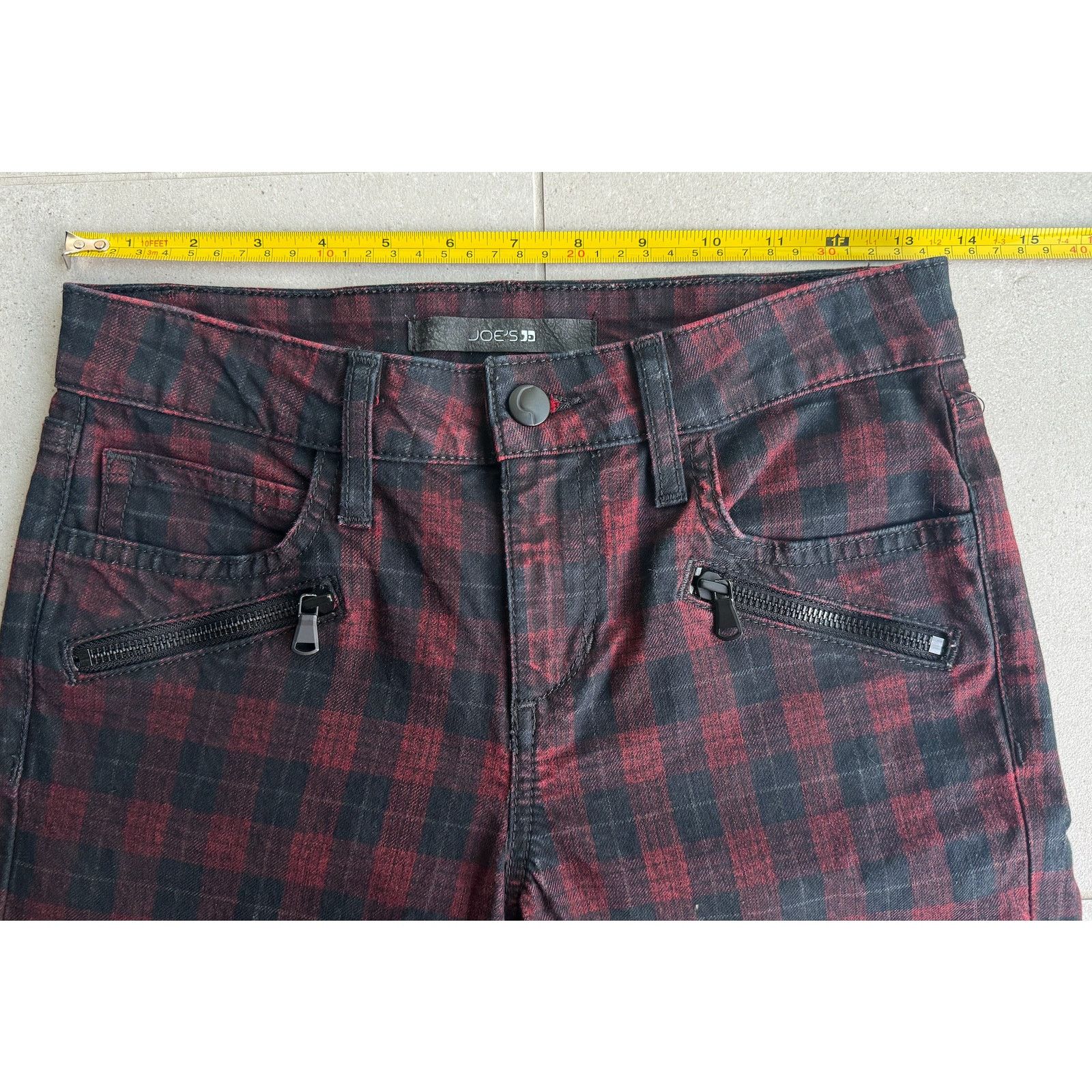 Joe's Joe's Jeans Coated Plaid Check, Skinny Ankle Denim Red/Black Size 25" / US 0 / IT 36 - 8 Thumbnail