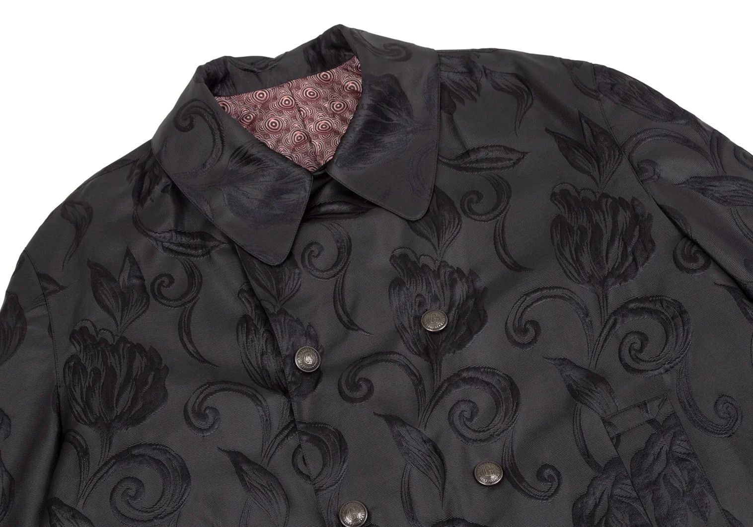 Jean Paul Gaultier Quilted Flower Jacquard Grosgrain Coat in Black, Size 48 Size US M / EU 48-50 / 2 - 4 Thumbnail