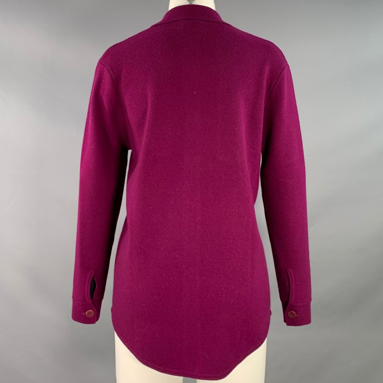 Other XS Burgundy Cashmere Collar Double Knit Cardigan Size XS / US 0-2 / IT 36-38 - 3 Thumbnail