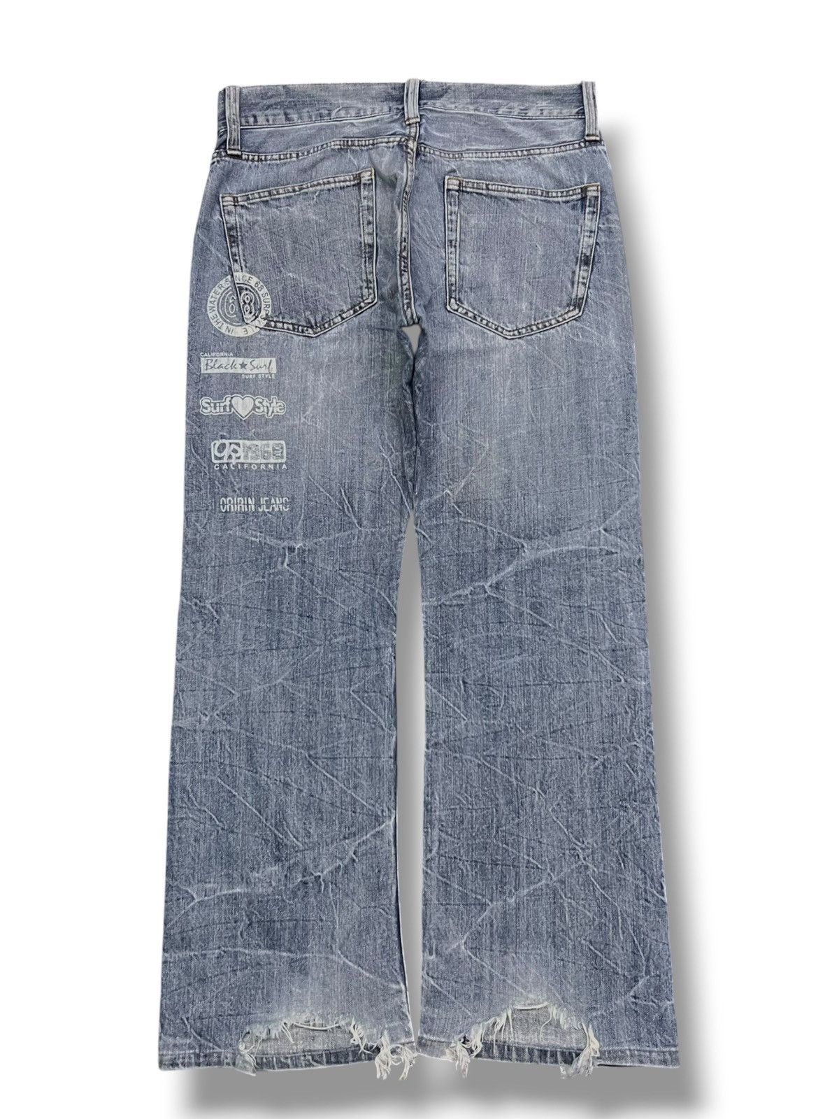 Japanese Brand Bootcut Vintage Oririn Jeans - Faded Thunder Wash,Distressed Size US 32 / EU 48 - 3 Thumbnail