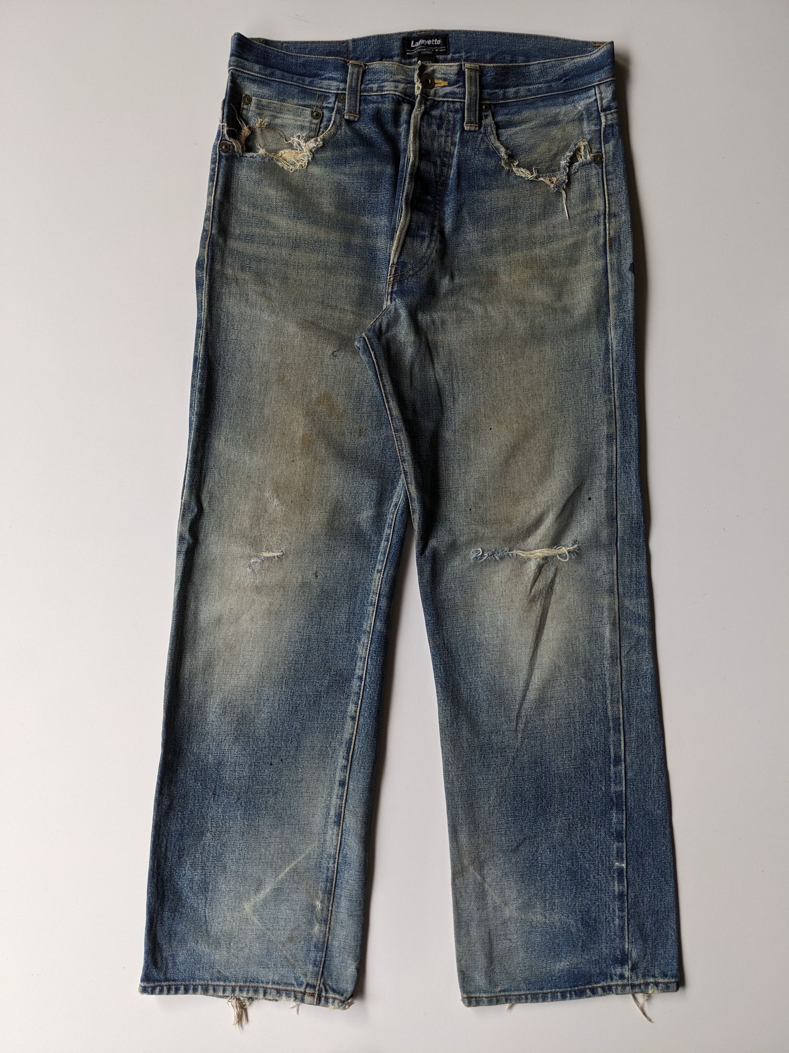 Lafayette 148 Lafayette faded distressed selvedge jeans Size US 34 / EU 50 - 1 Thumbnail