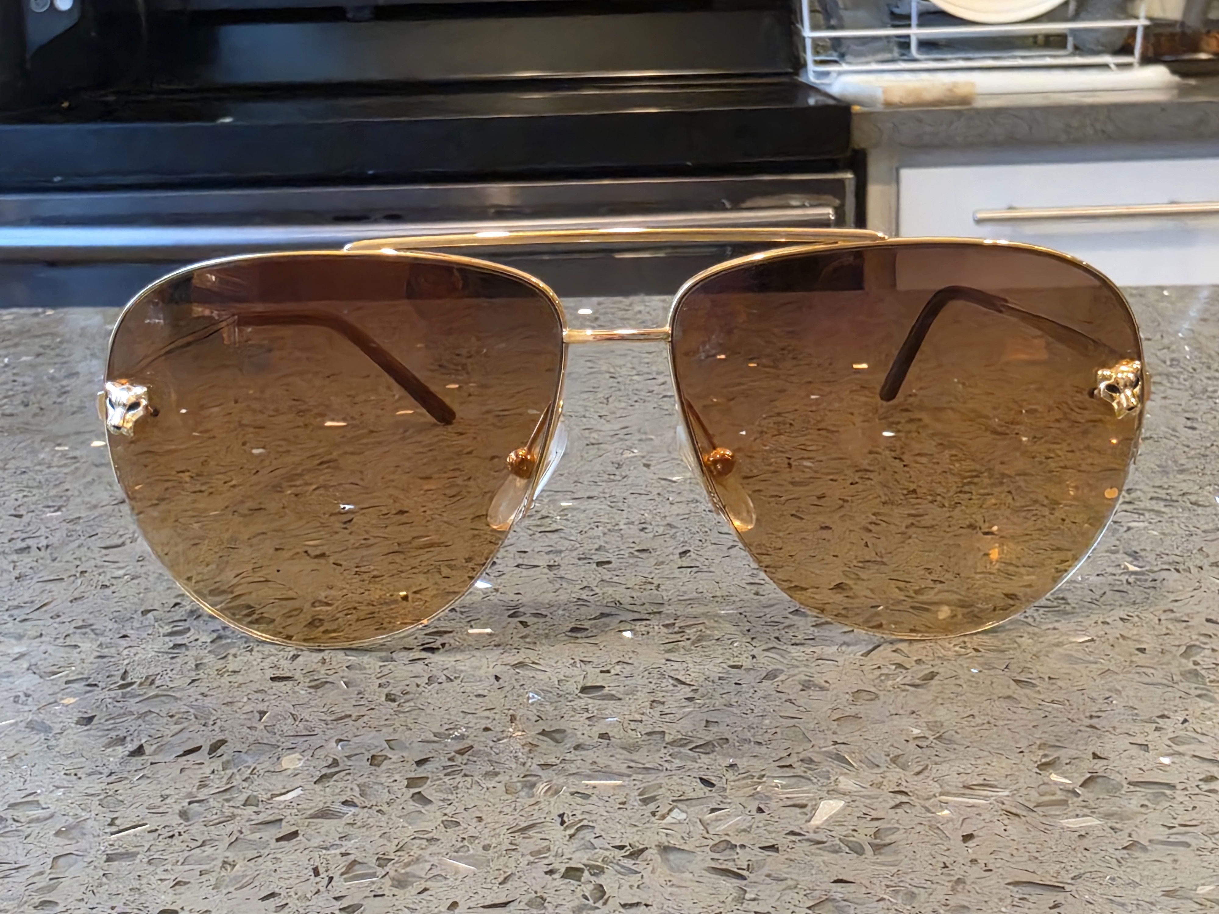 Cartier Cartier Panthère De Cartier 60MM Aviator Unisex Sunglasses Size ONE SIZE - 1 Thumbnail