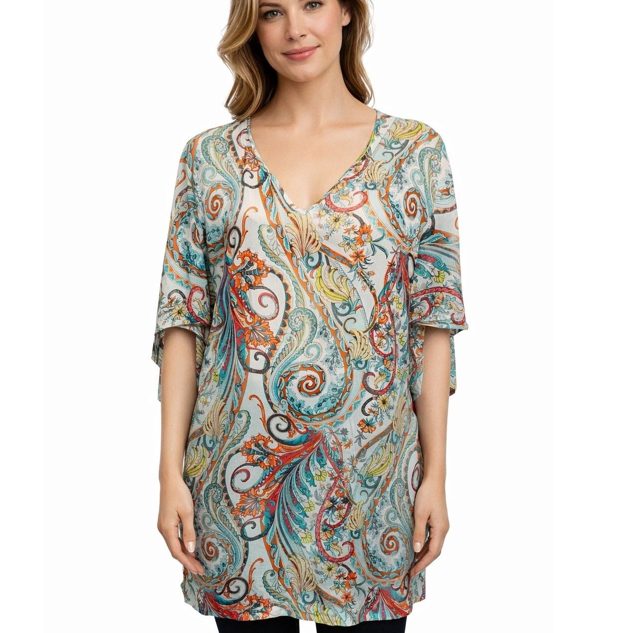Lafayette 148 Lafayette 148 Silk Paisley Top Blouse Tunic Oversized V-Neck Size S / US 4 / IT 40 - 1 Thumbnail