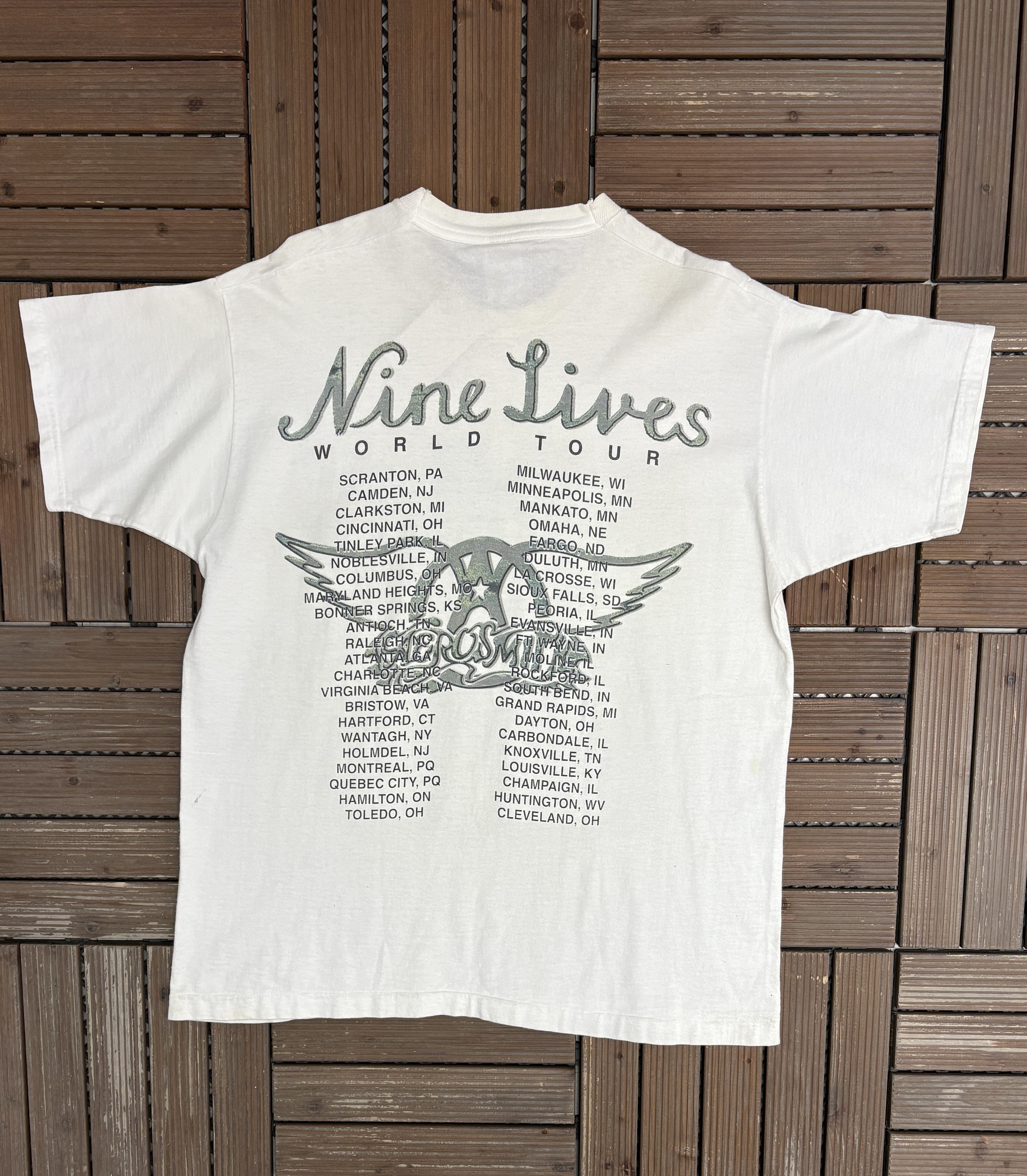 Vintage Aerosmith Nine Lives World Tour 1997 Vintage T-Shirt Tee Size US XL / EU 56 / 4 - 4 Thumbnail
