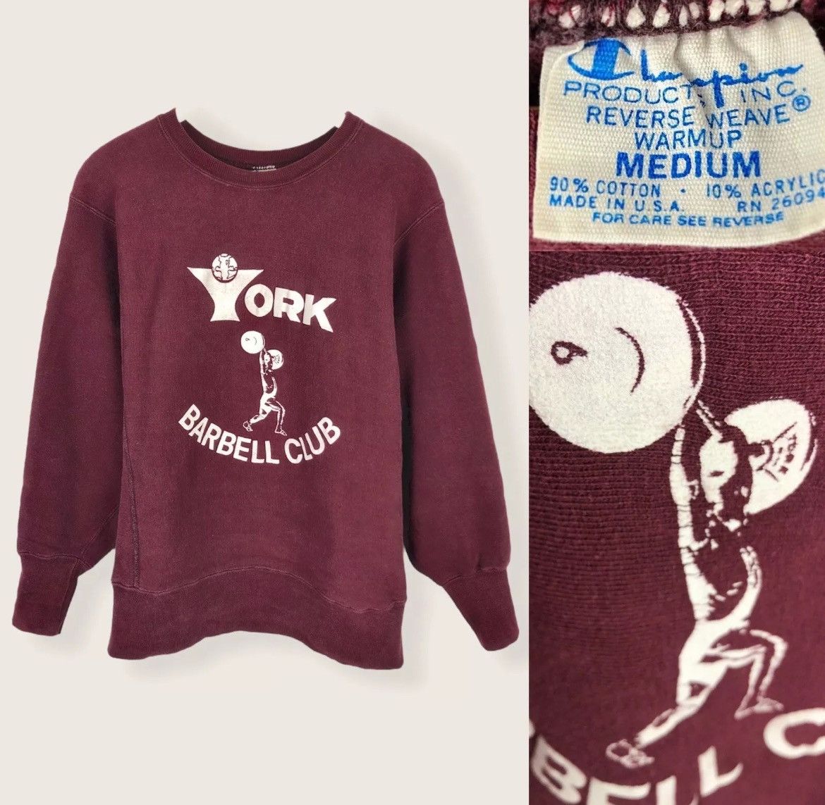 Champion × Vintage Vintage 70s Champion Reverse Weave Warmup York Barbell USA Size US M / EU 48-50 / 2 - 1 Thumbnail