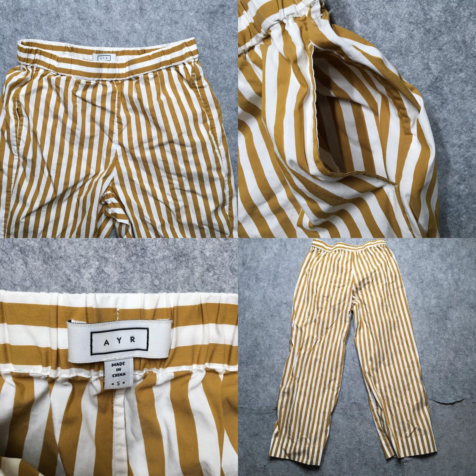 AYR AYR 2 Piece Pajama Set Womens Small Yellow White Striped Shirt Pants Elastic Set/Outfit Size S / US 4 / IT 40 - 8 Thumbnail