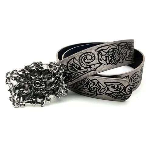 Other Floral Design Leather Belts with Unique Buckles Size ONE SIZE - 1 Thumbnail