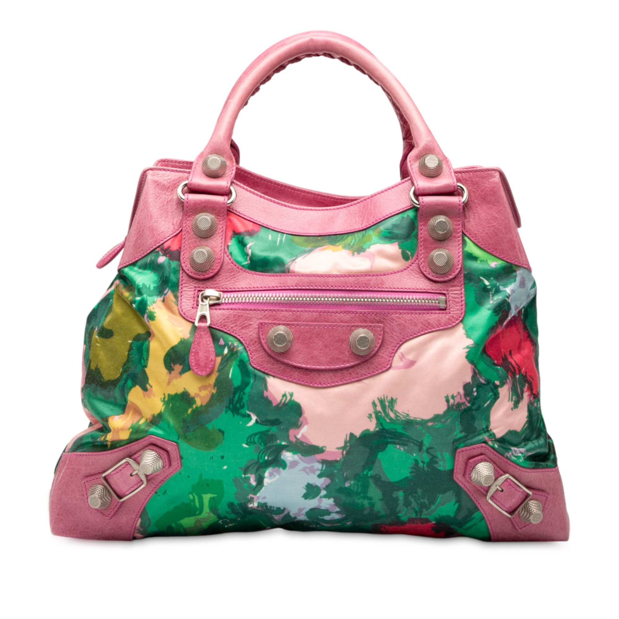 Balenciaga Balenciaga Lambskin and Satin Floral Print Motocross Giant 21 Brief Satchel Size ONE SIZE - 1 Thumbnail