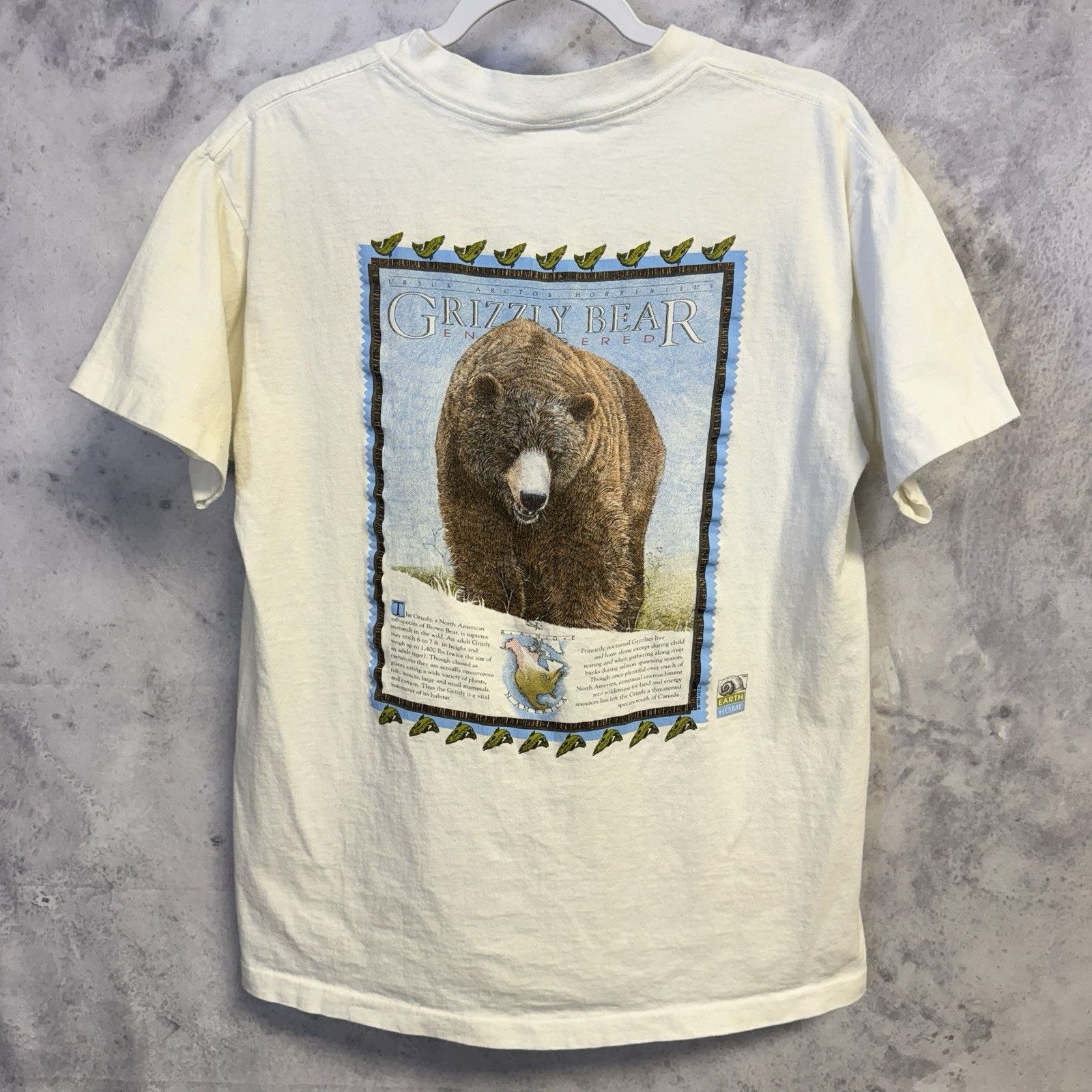 Vintage Vintage Grizzly Bear T Shirt Mens Large White Endangered Wil Size US L / EU 52-54 / 3 - 1 Thumbnail