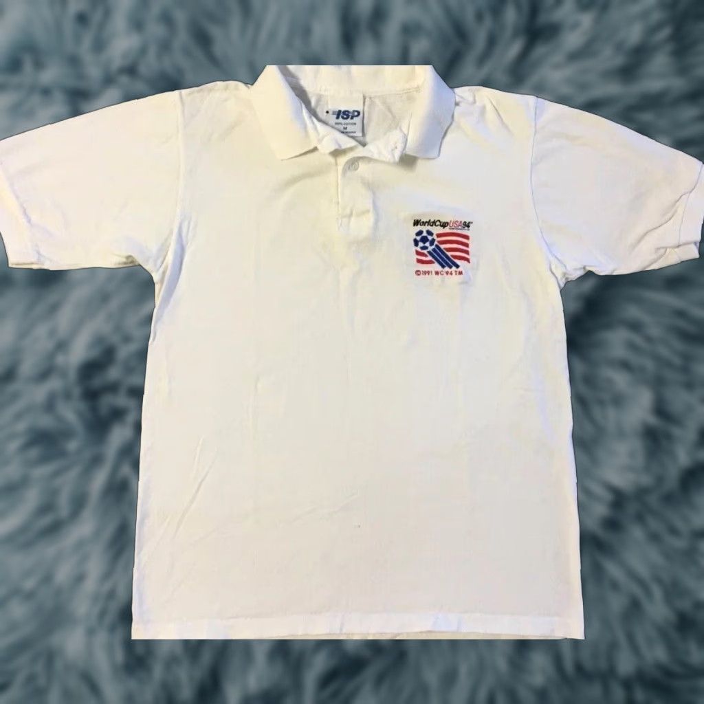 Vintage Vtg 90s World Cup Soccer 1994 Faded Polo Shirt XS Football Olympics Track Grunge Shirt Men XS White USA 1994 World Cup Soccer Polo Shirt Size US XS / EU 42 / 0 - 1 Thumbnail