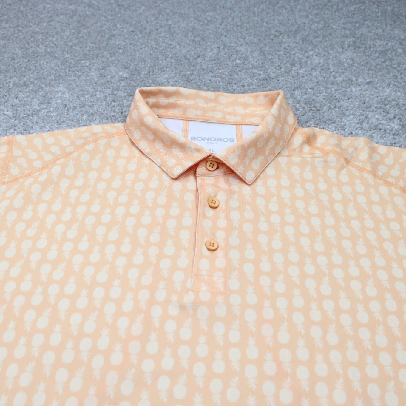 Bonobos Bonobos Polo Shirt Mens XL Orange/White Geometric Regular Fit S/S Pullover Shirt Size US XL / EU 56 / 4 - 4 Thumbnail