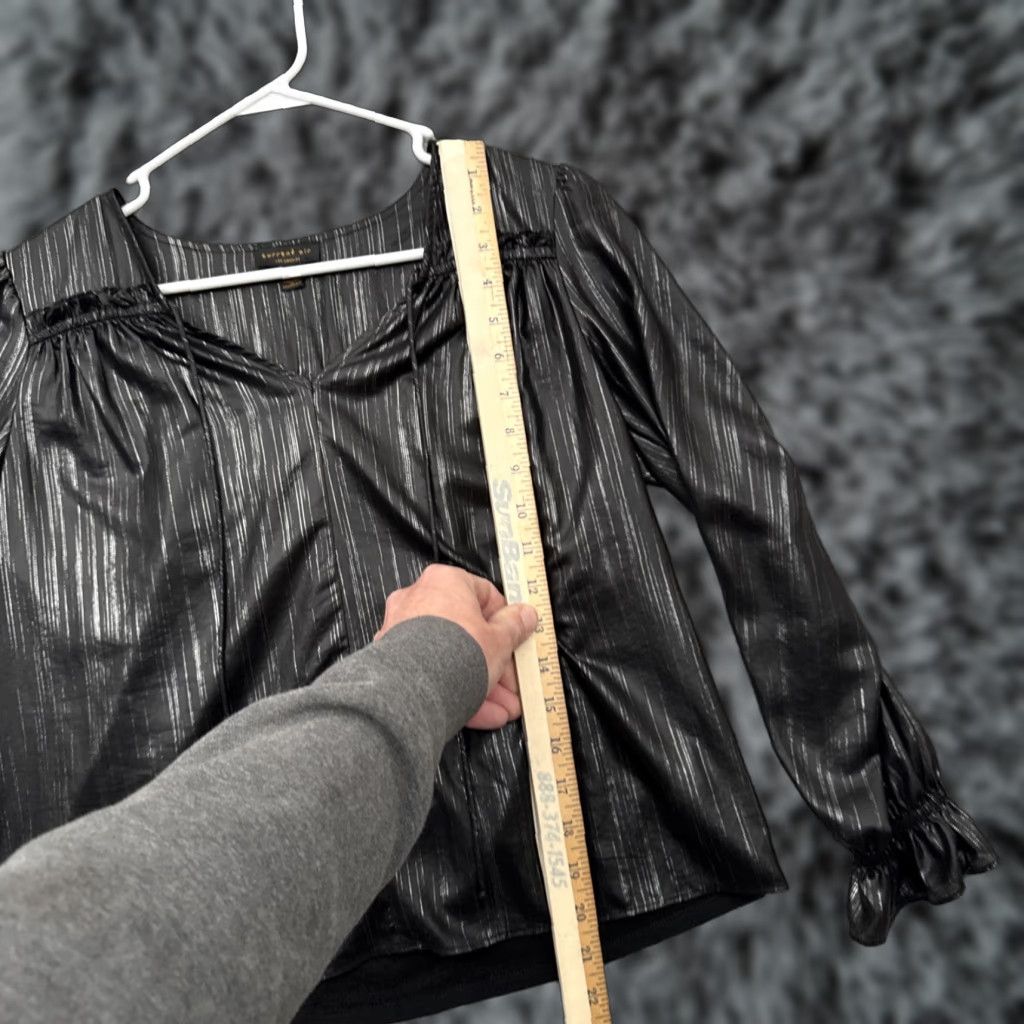 Vintage Current Air Blouse Womens Small V-Neck Long Sleeve Pullover Black Office Casual Workwear Bohemian Classic Size S / US 4 / IT 40 - 1 Thumbnail