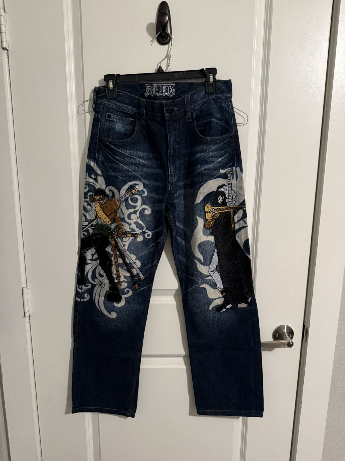 One Piece Vintage One Piece Zoro v Mihawk Embroidered Jeans Size US 30 / EU 46 - 1 Thumbnail