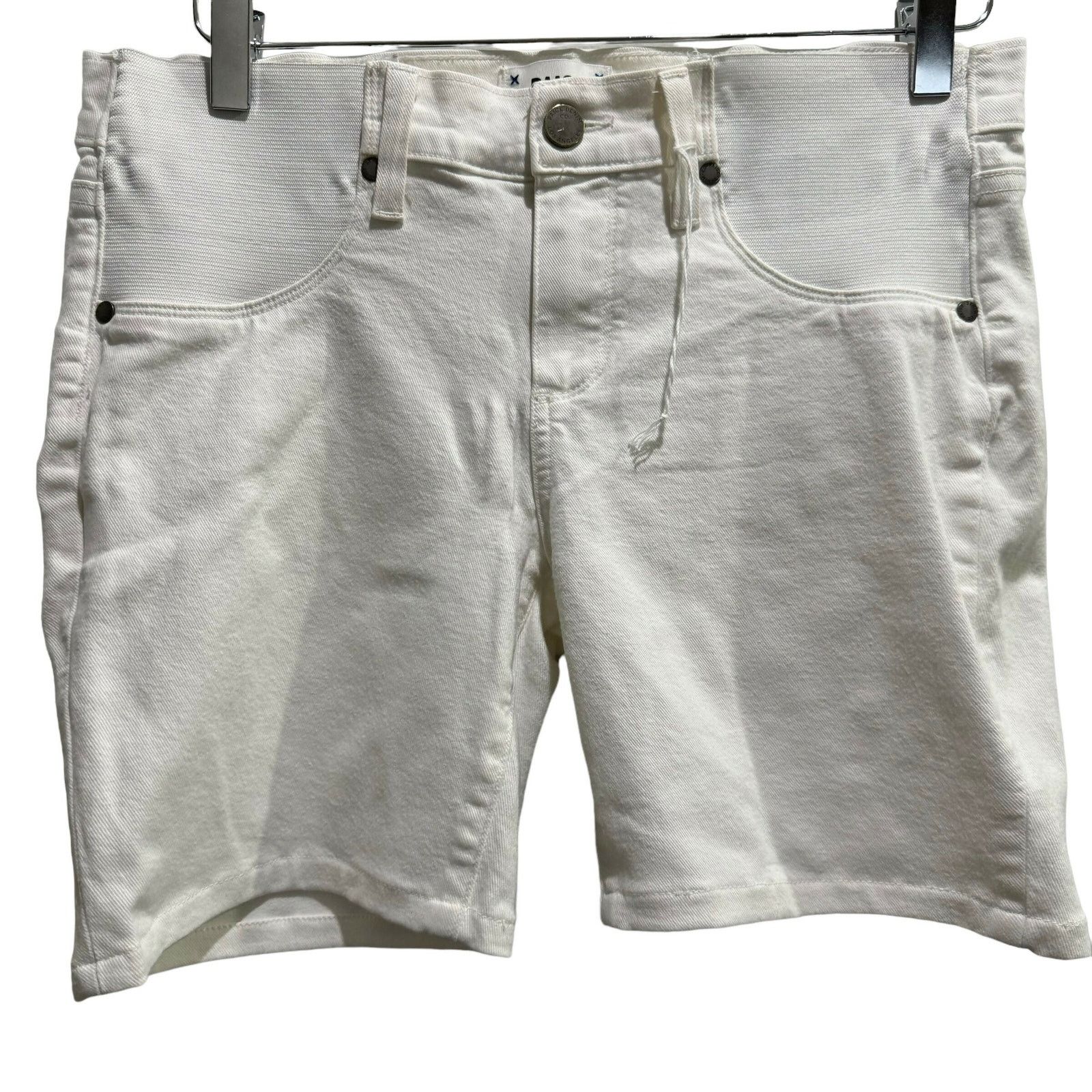 Paige Paige Skyline Peg White Stretch Denim Maternity Shorts Sz 28 Size 28" / US 6 / IT 42 - 2 Thumbnail