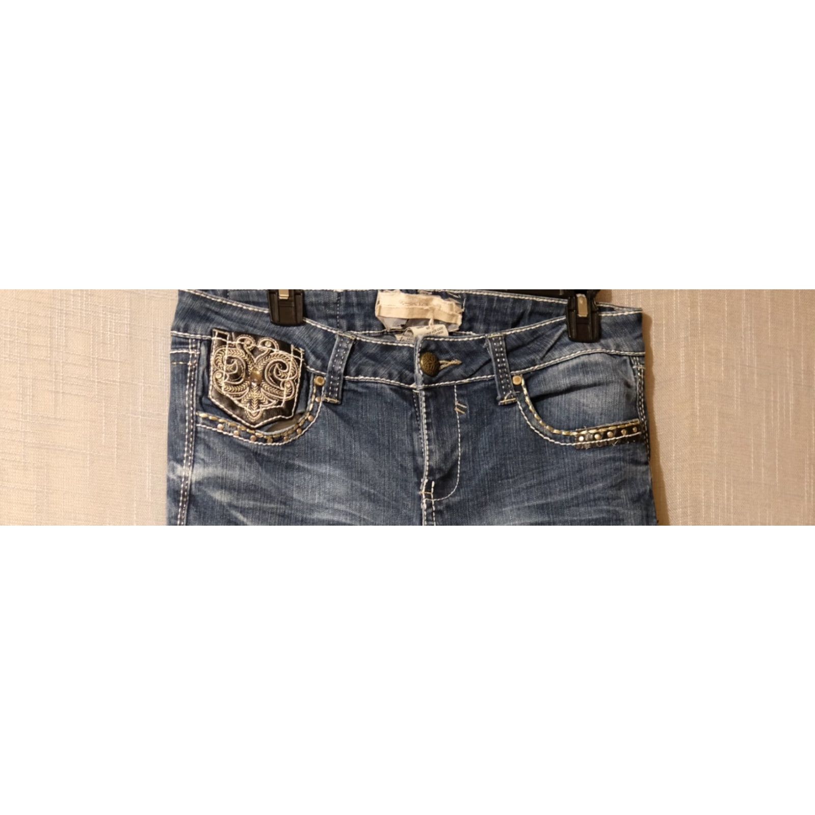 Denime HYDRAULIC Jeans Bootcut Stretch Denim EmBellished Embroidered Womens 12 Blue 32in Inseam Slit? Embellished not? Size 24" / US 00 / IT 34 - 2 Thumbnail