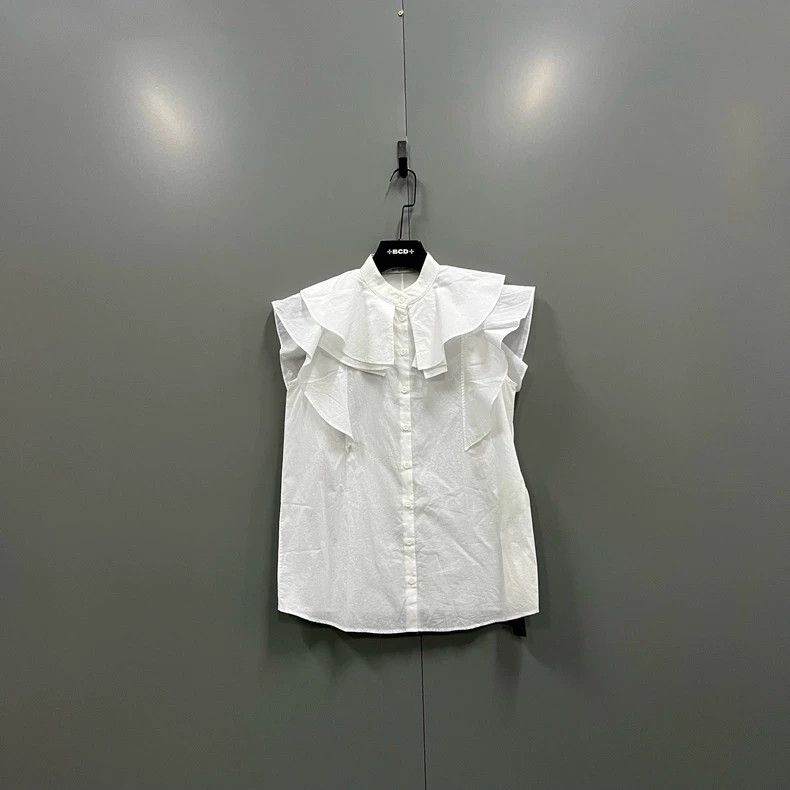 Givenchy Size36 White Ruffle Collar Sleeveless Shirt Size