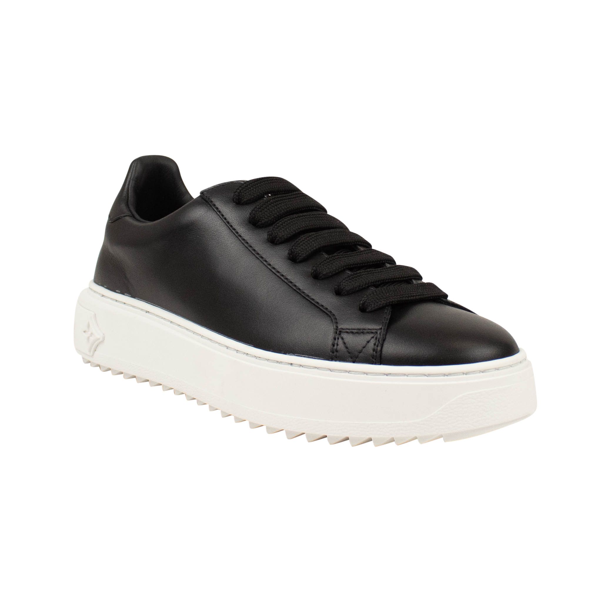 image of Louis Vuitton Black Leather Time Out Sneakers, Women's (Size 4)