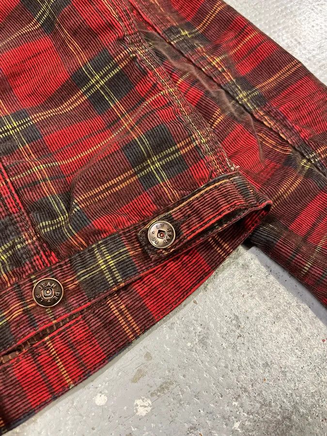 Marithe + Francois Girbaud 2000s Marithé + François Girbaud Red Tartan Velvet Buttoned Jacket Size XS / US 0-2 / IT 36-38 - 7 Thumbnail