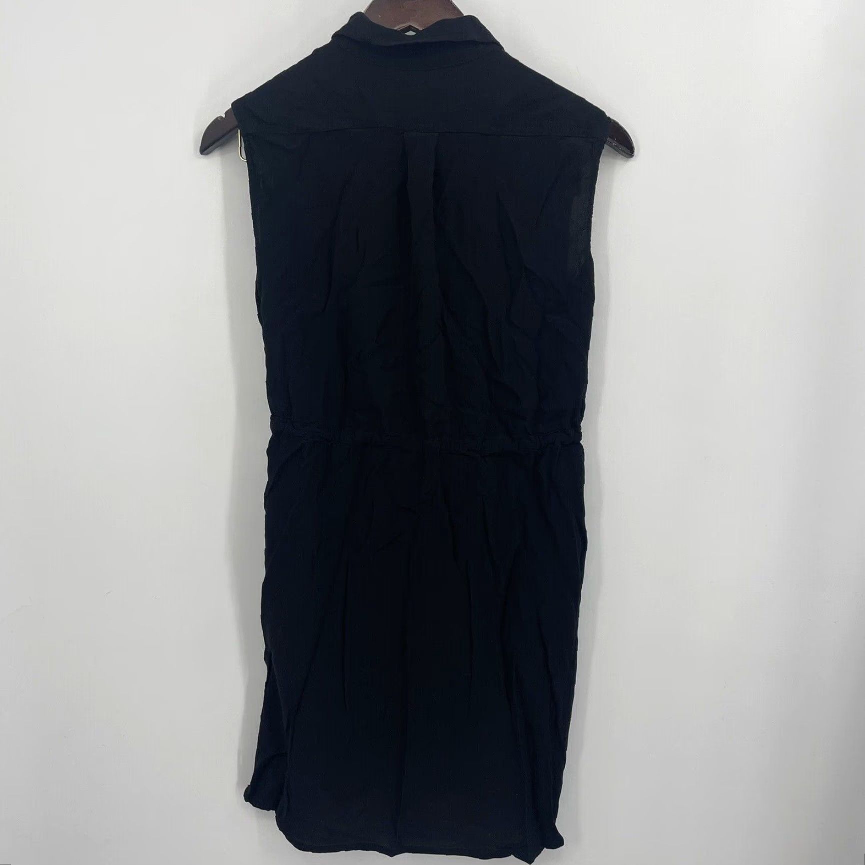 Allsaints All Saints Millie Sleeveless Dress XS Black Button Collared Tie Waist Boho Minimalist Shirt Dress Womens 90s Beach City (no extra) Size XS / US 0-2 / IT 36-38 - 4 Thumbnail