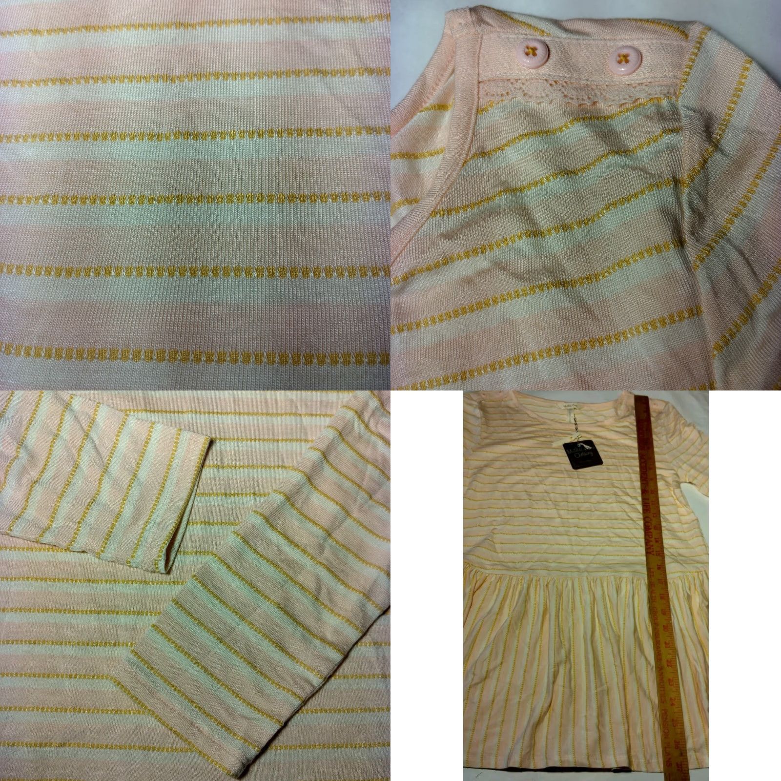 Vintage Matilda Jane Women's Long Sleeve Peplum Shirt S Pink Stripe Casual Knit Fall Spring Winter Size S / US 4 / IT 40 - 8 Thumbnail