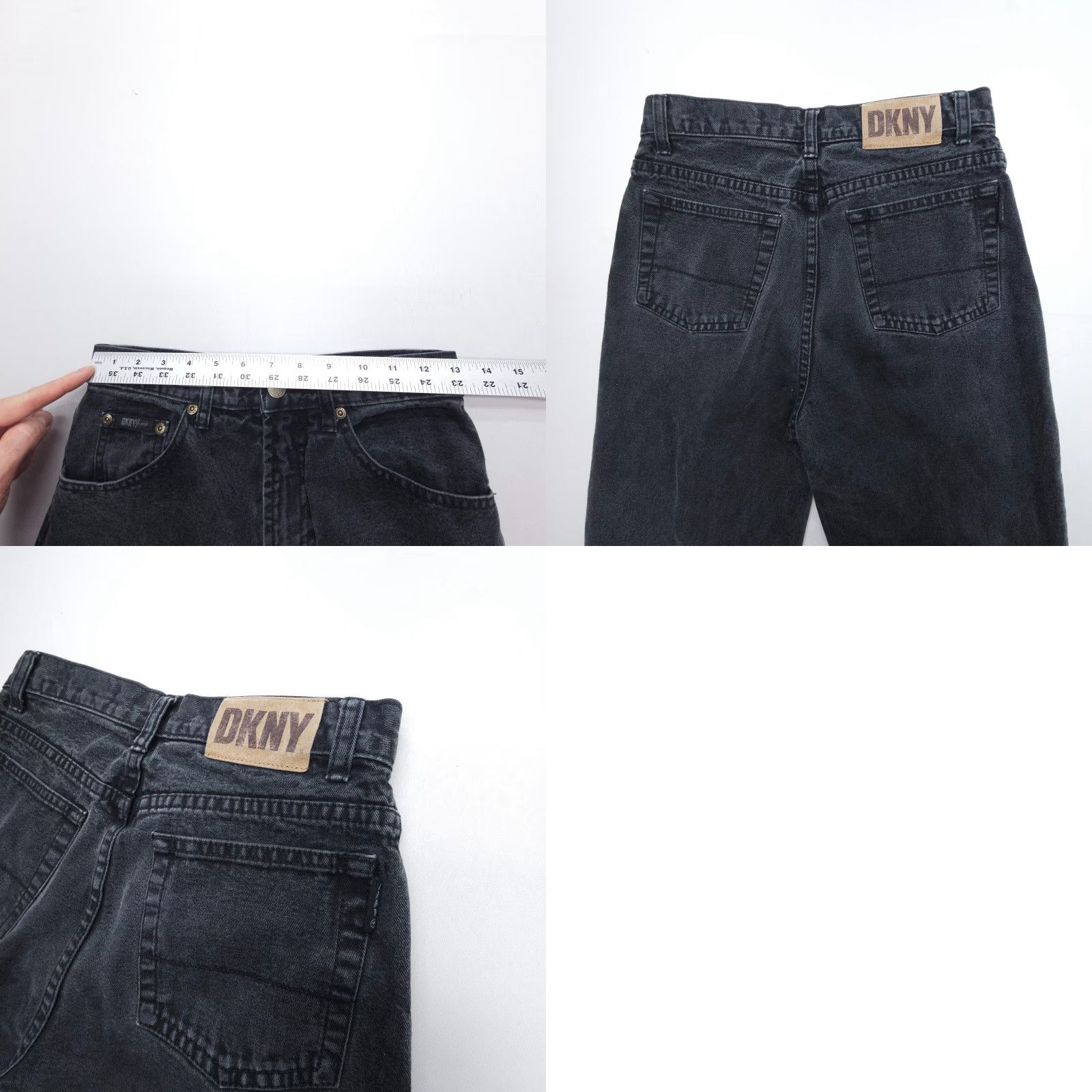 DKNY VINTAGE DKNY Mom Jeans Size 14 Black 26 x 28 High Rise 90s Dark Wash Denim Size 36" / US 14 / IT 50 - 8 Thumbnail