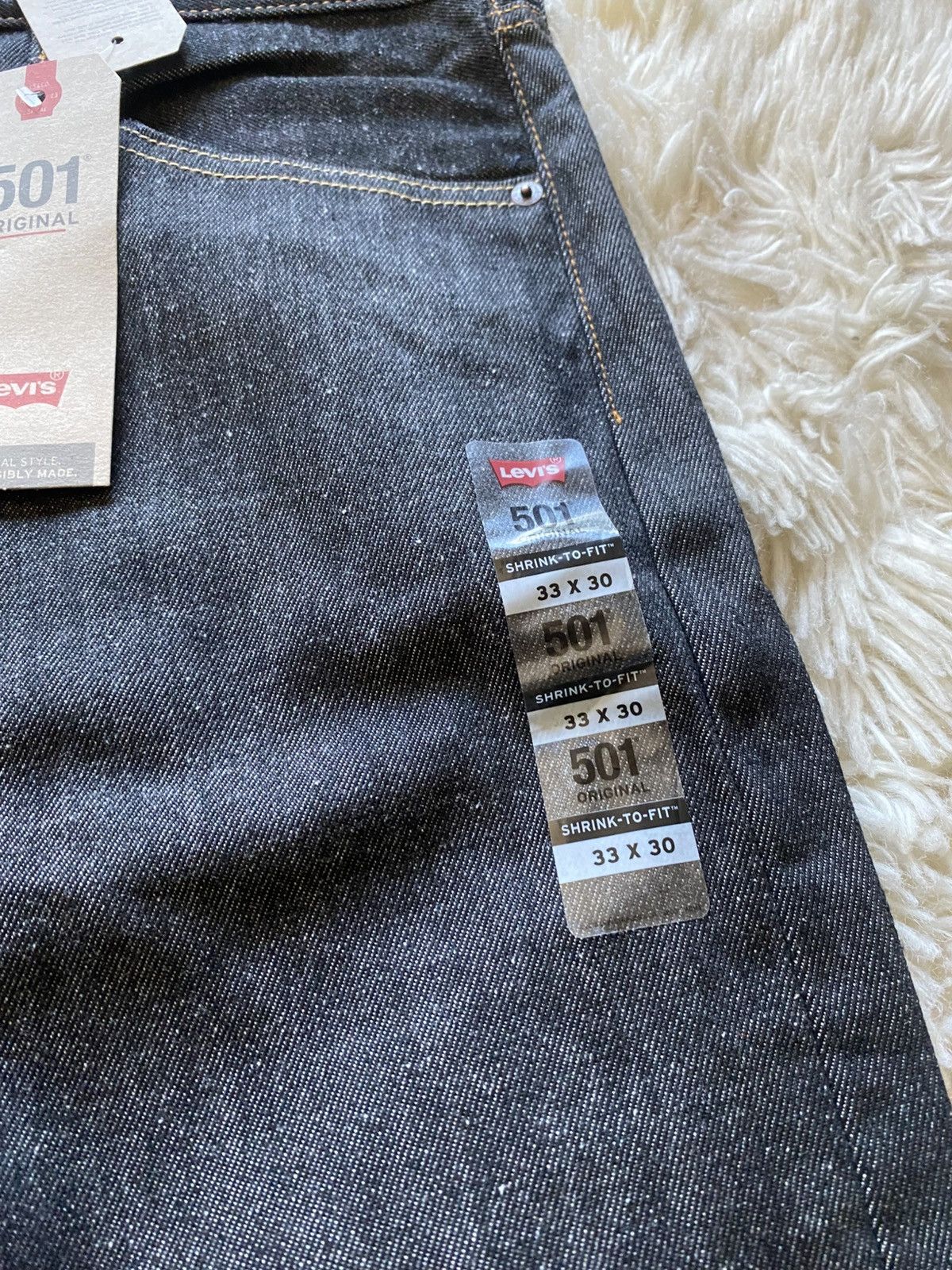 Levi's Levis 501 Raw Denim Jeans Dark Wash Y2K Straight Size US 33 - 3 Thumbnail