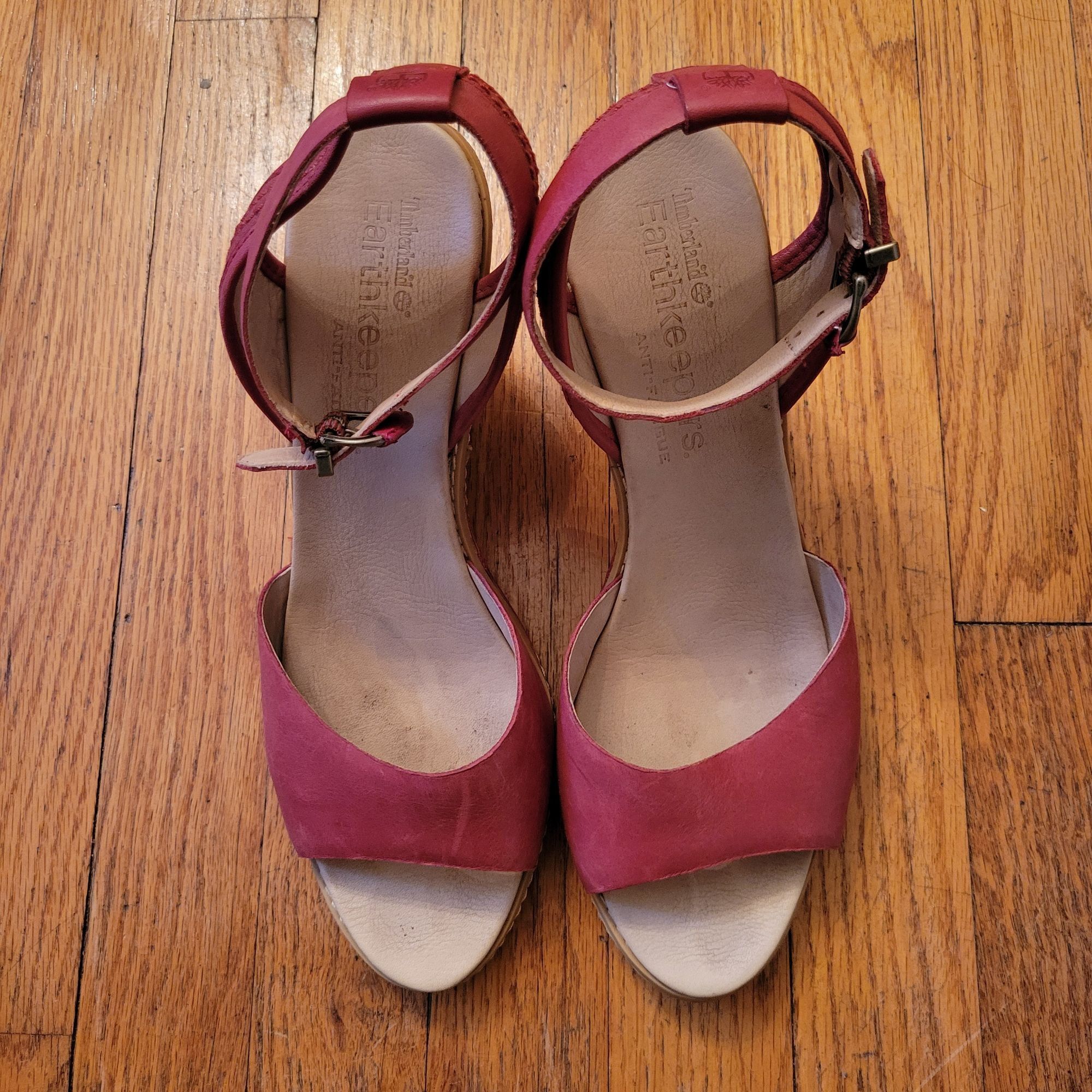 Timberland Timberland Earthkeepers Red Leather Cork Wedge Sandals 10 Op Size US 10 / IT 40 - 8 Thumbnail