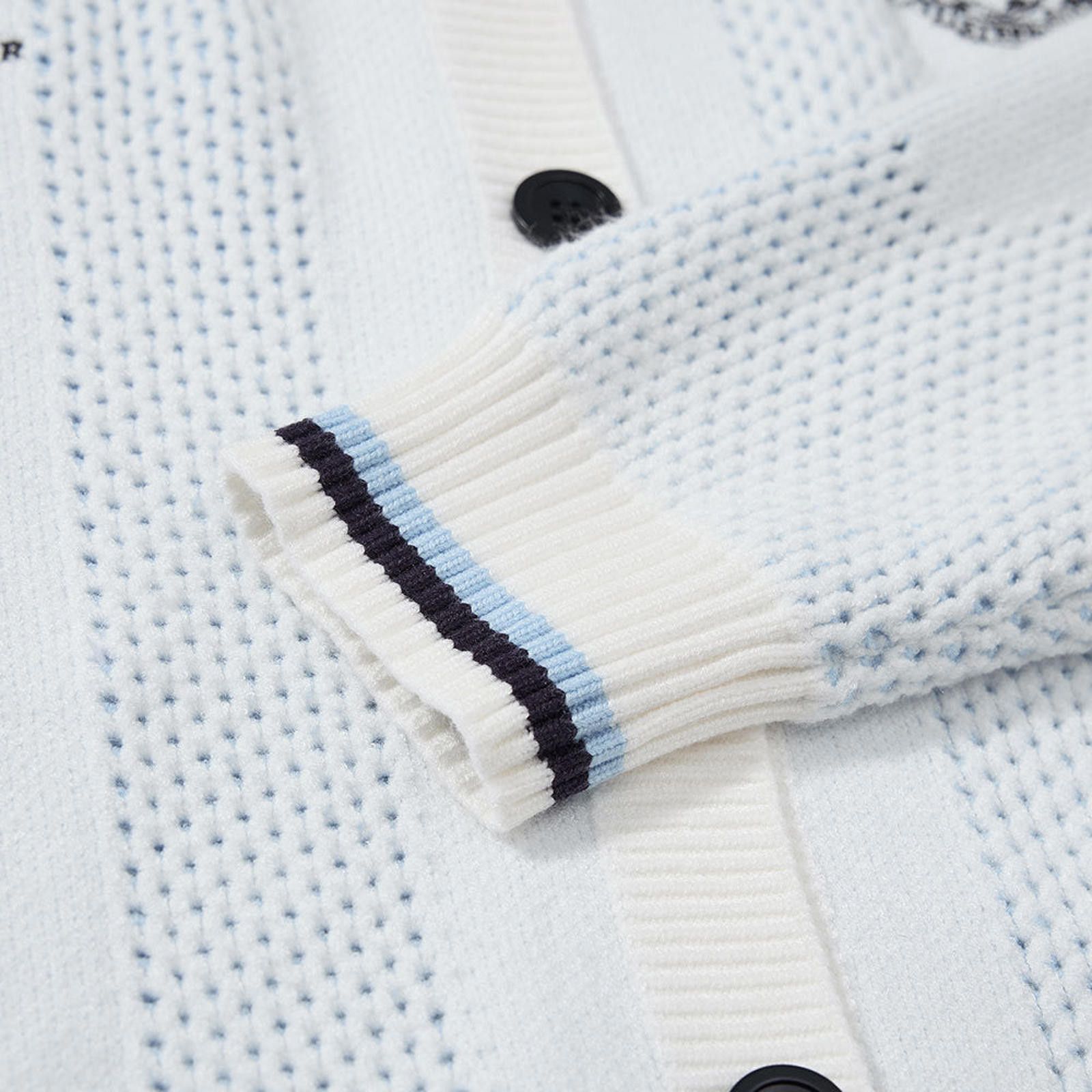 Vintage Light Blue Striped Knit Button-Up Cardigan Sweater Size US M / EU 48-50 / 2 - 4 Thumbnail