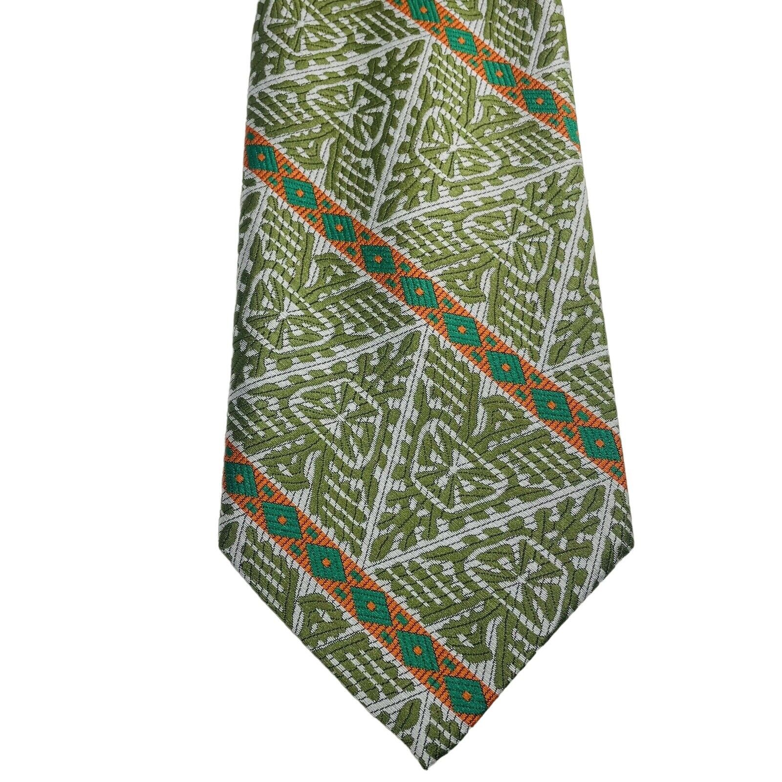 Vintage The Huckster Mens Necktie Green Orange Neck Tie Size ONE SIZE - 2 Thumbnail