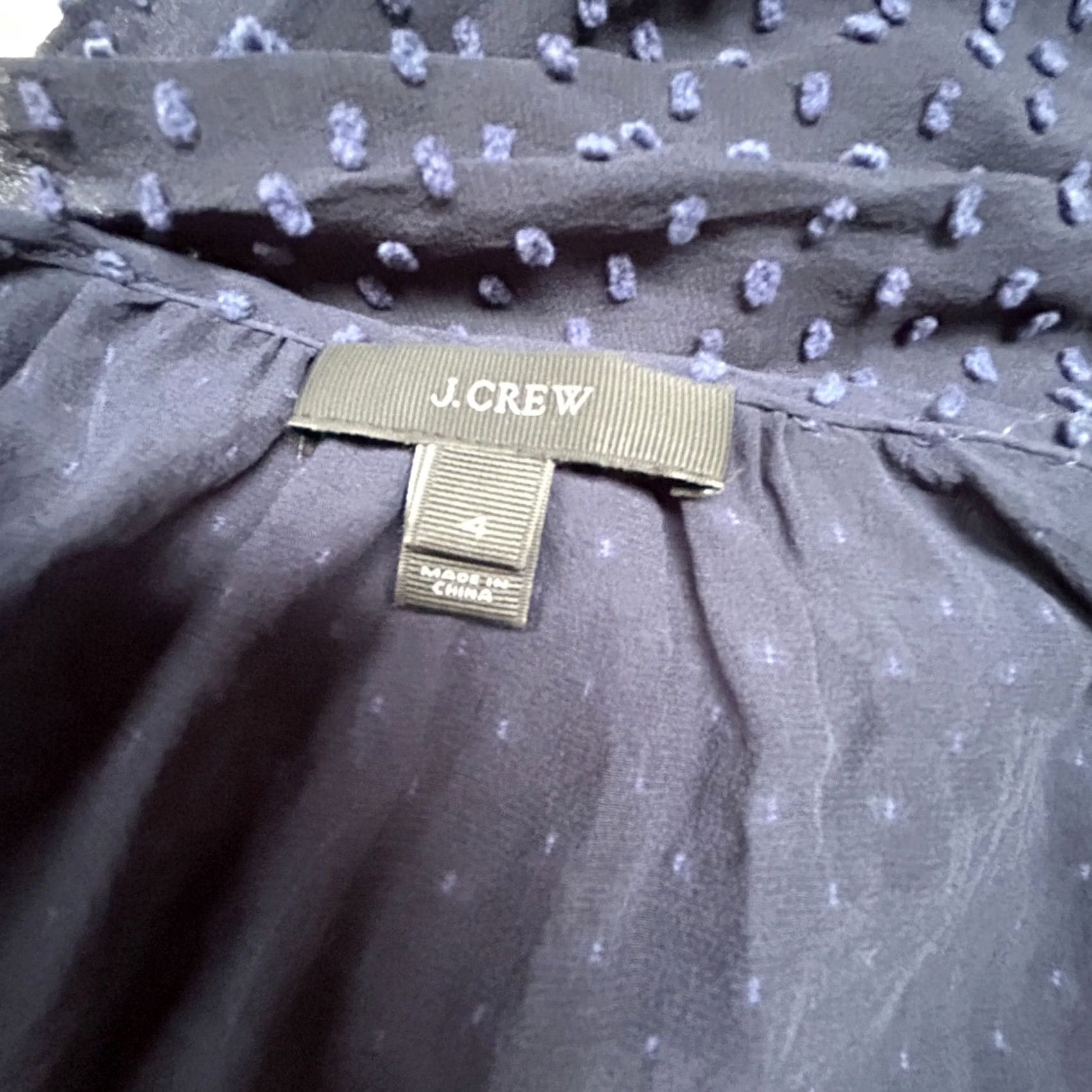 J.Crew J. Crew Women's Top Size 4 Navy Blue Silk Cotton Swiss Dot Blouse Peasant Sheer Shirt Women 4 Navy Blue Silk Cotton Swiss Dot Blouse Peasant Sheer Size S / US 4 / IT 40 - 3 Thumbnail