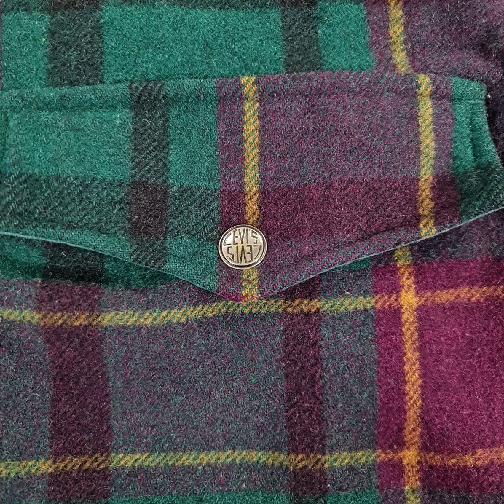 Levi's Levi's Mens Jacket Green XL Hooded Wool Parka Full Zip Plaid Tartan Size US XL / EU 56 / 4 - 5 Thumbnail