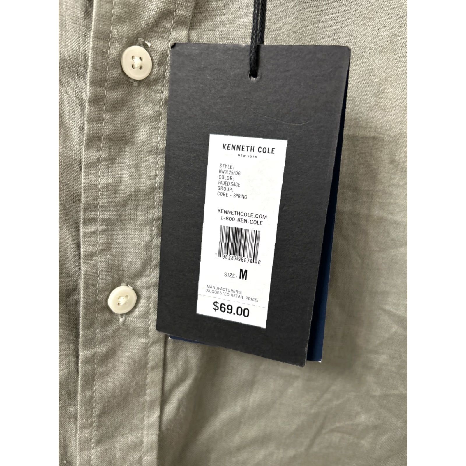 Kenneth Cole Kenneth Cole Shirt Mens Medium Slim Fit Linen Button Down L/S Green Size US M / EU 48-50 / 2 - 5 Thumbnail
