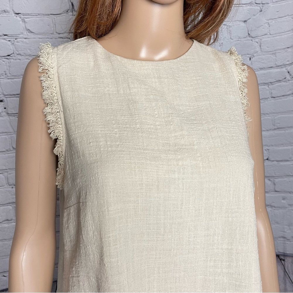 Other New &Merci Beige Cotton Sleeveless Top with Detailed Fringe Size M / US 6-8 / IT 42-44 - 9 Thumbnail