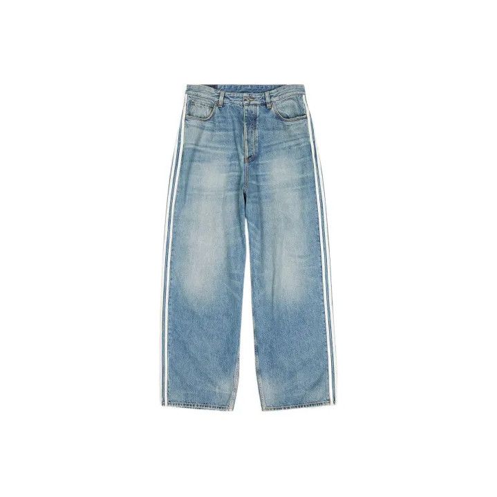 Balenciaga Balenciaga x Adidas Striped Loose Denim Pants Size US 27 - 1 Thumbnail