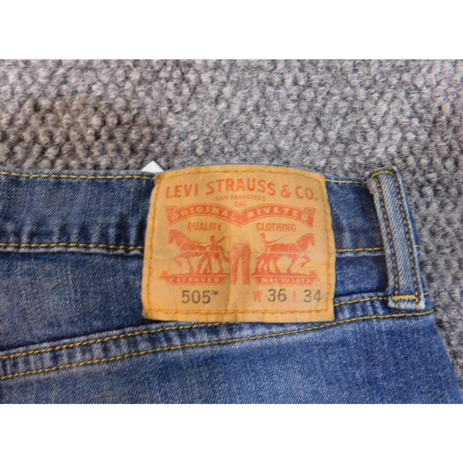 Levi's Levi's 505 Jeans Men 36x34 Blue Straight Regular Dark Wash Denim Classic Size US 36 / EU 52 - 5 Thumbnail
