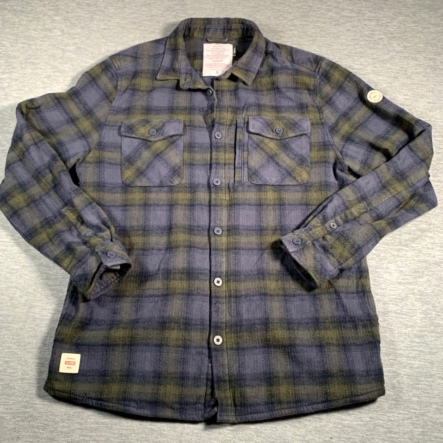 Globe Globe Wanderer Shacket Shirt Mens XL Blue Green Plaid Button Up Size US XL / EU 56 / 4 - 2 Thumbnail