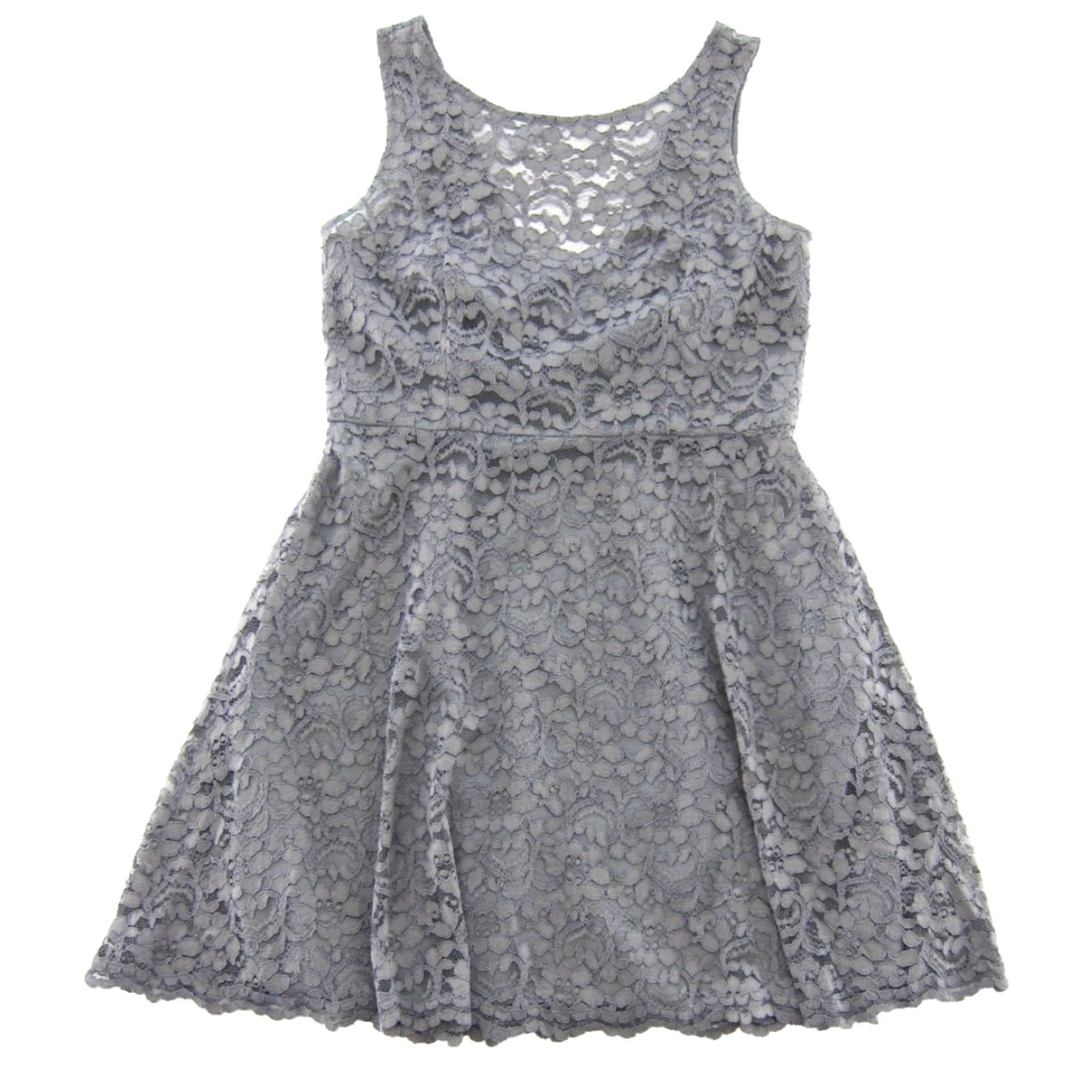 Vintage David's Bridal Grey Embroidered Floral Lace Sleeveless Sheath Tank Dress 14 Size XL / US 12-14 / IT 48-50 - 2 Thumbnail