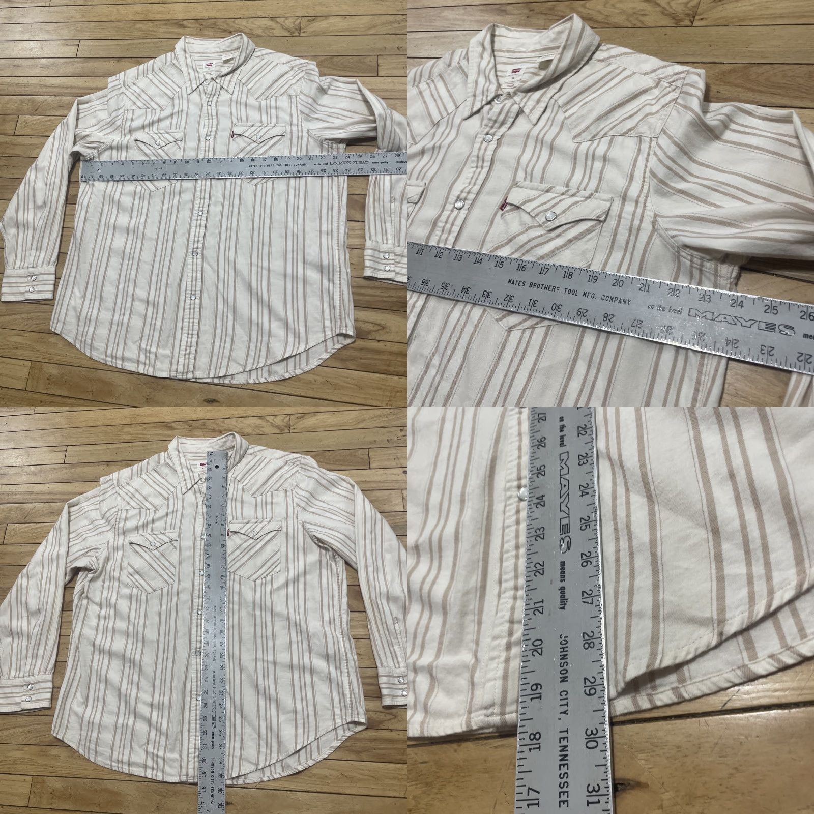 Levi's Levis Western Pearl Snap Cowboy Shirt Men XL Brown Cream Vertical Striped Capsule Size US XL / EU 56 / 4 - 8 Thumbnail