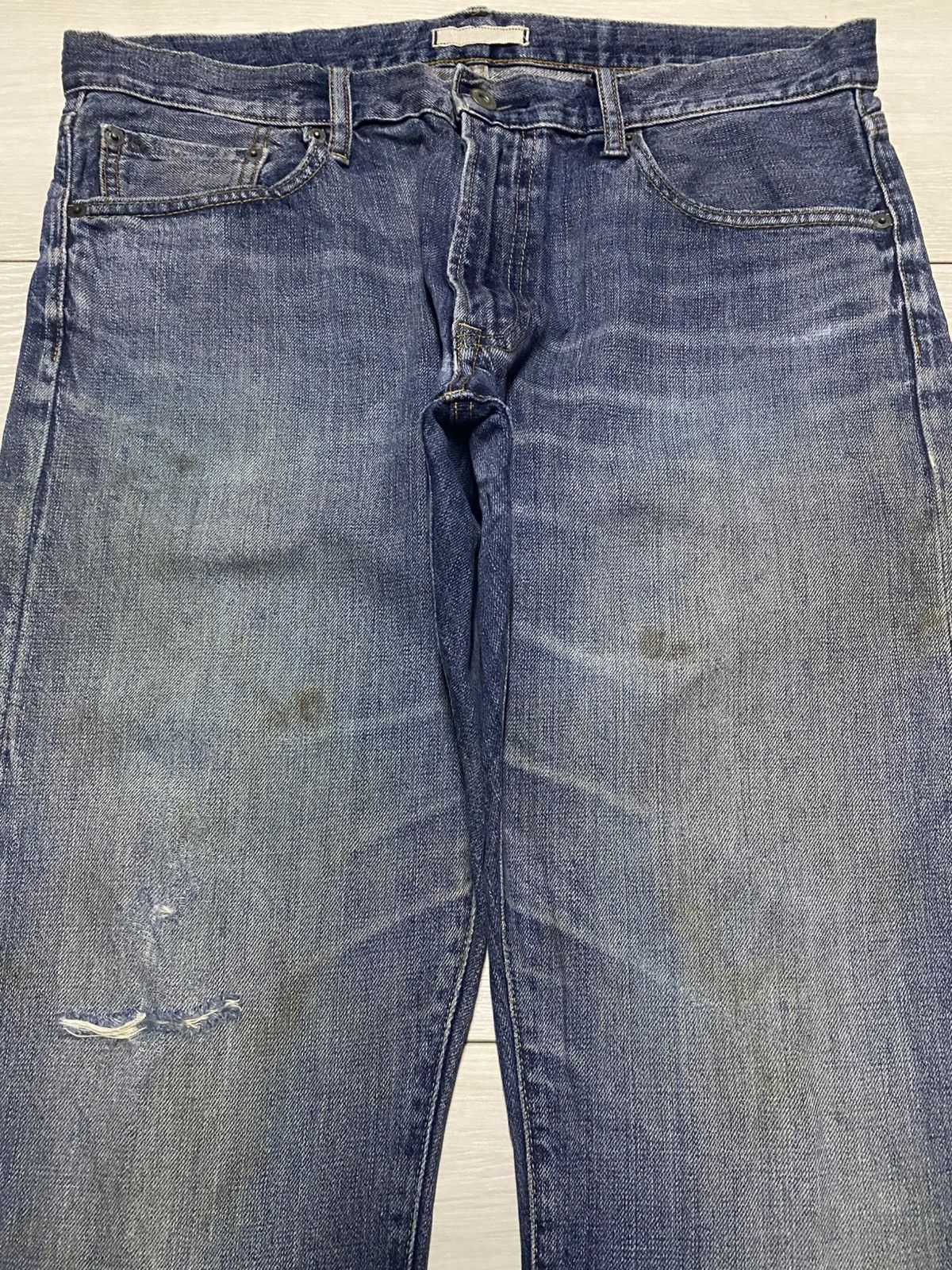 Japanese Brand Vintage Uniqlo Grunge Selvedge Distressed Jeans Size US 36 / EU 52 - 3 Thumbnail