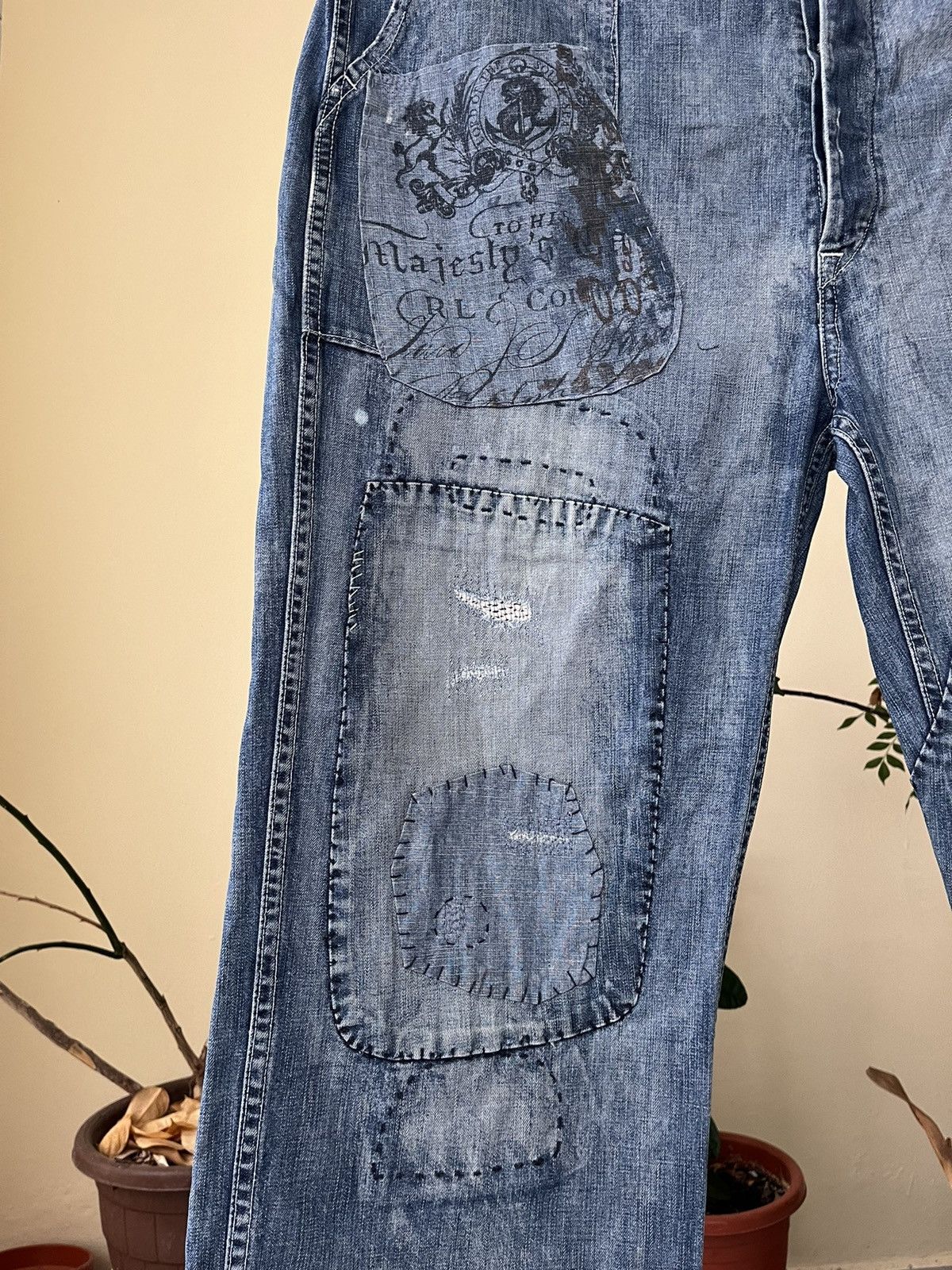 Ralph Lauren 💥 Ralph Lauren Repaired Boro Patchwork Naval Pants Size US 42 / EU 58 - 3 Thumbnail