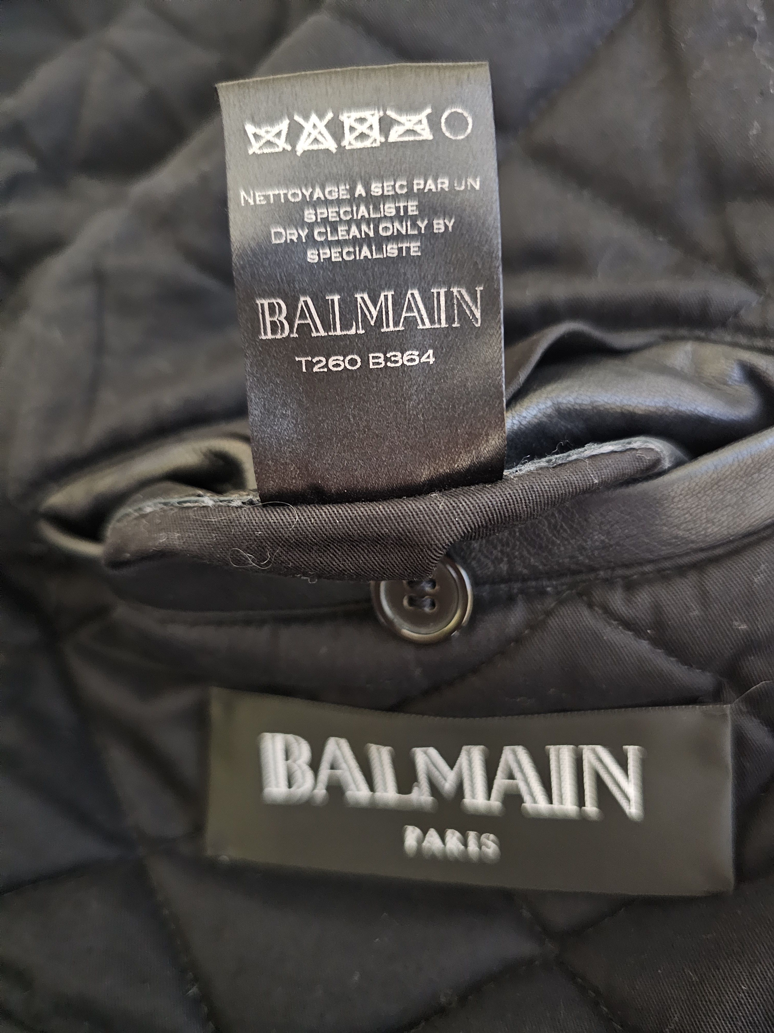 Balmain Balmain Biker Leather Cotton-lined Jacket Size 50 Size US L / EU 52-54 / 3 - 6 Thumbnail