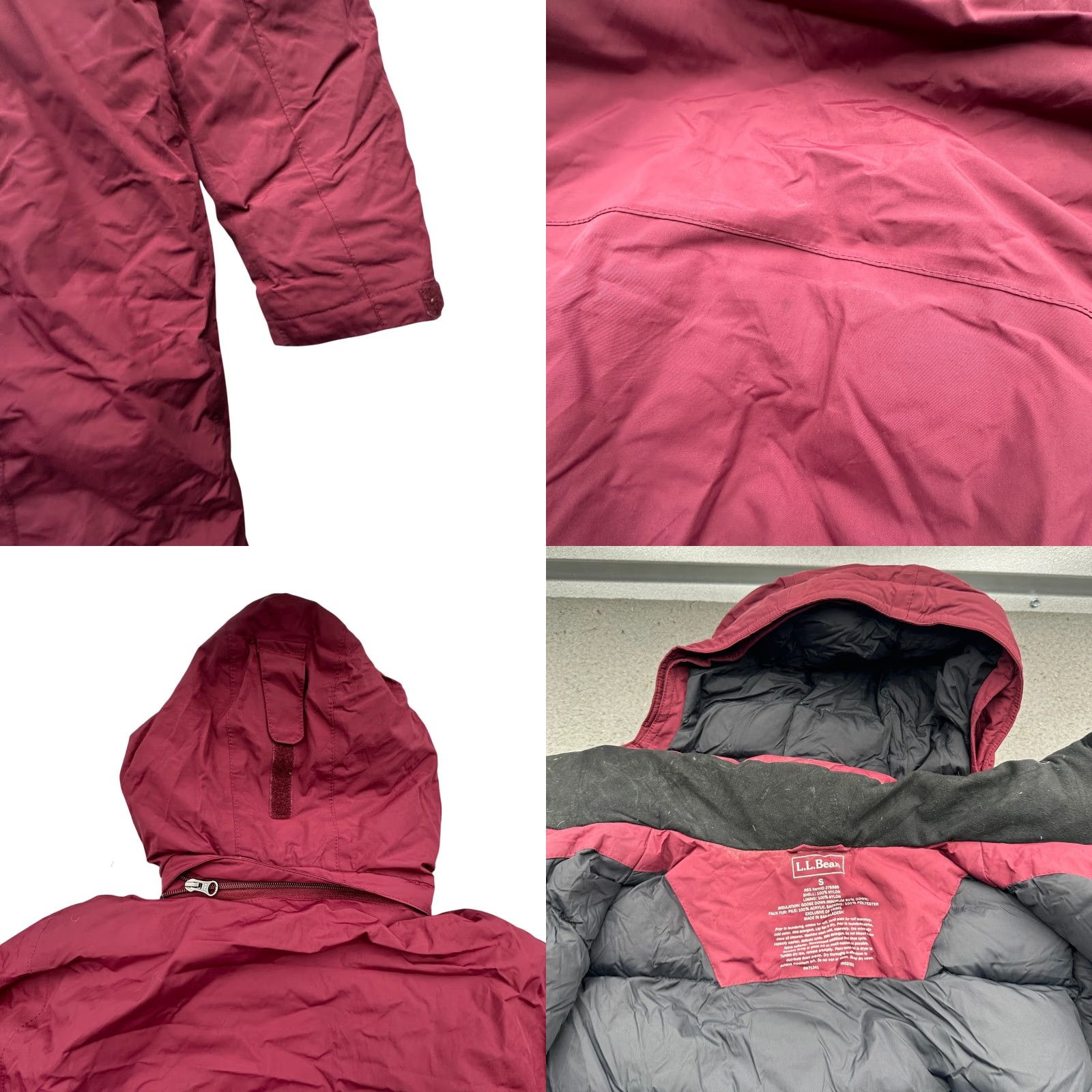 Vintage LL Bean Goose Down Puffer Quilted Long Hooded Coat Womens Small Red Parka Jacket Size S / US 4 / IT 40 - 8 Thumbnail
