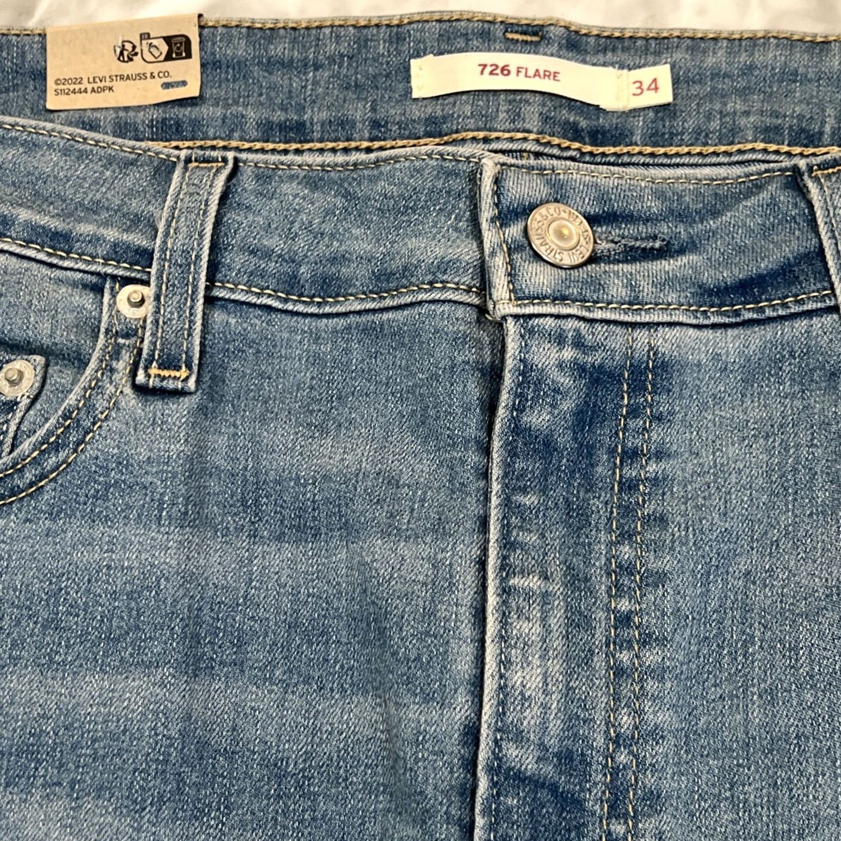Levi's VINTAGE LEVI'S 726 Jeans Women’s Size 34 x 32 Flare Slim High Rise Blue Stretch NWT Size 24" / US 00 / IT 34 - 7 Thumbnail