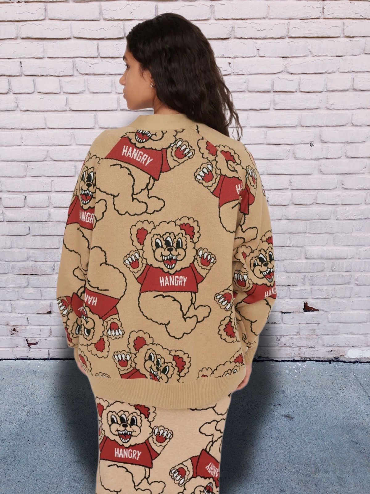 Lazy Oaf Lazy Oaf RARE Hangry Bear Knit Cardigan unisex drop shoulder Size US XXL / EU 58 / 5 - 4 Thumbnail